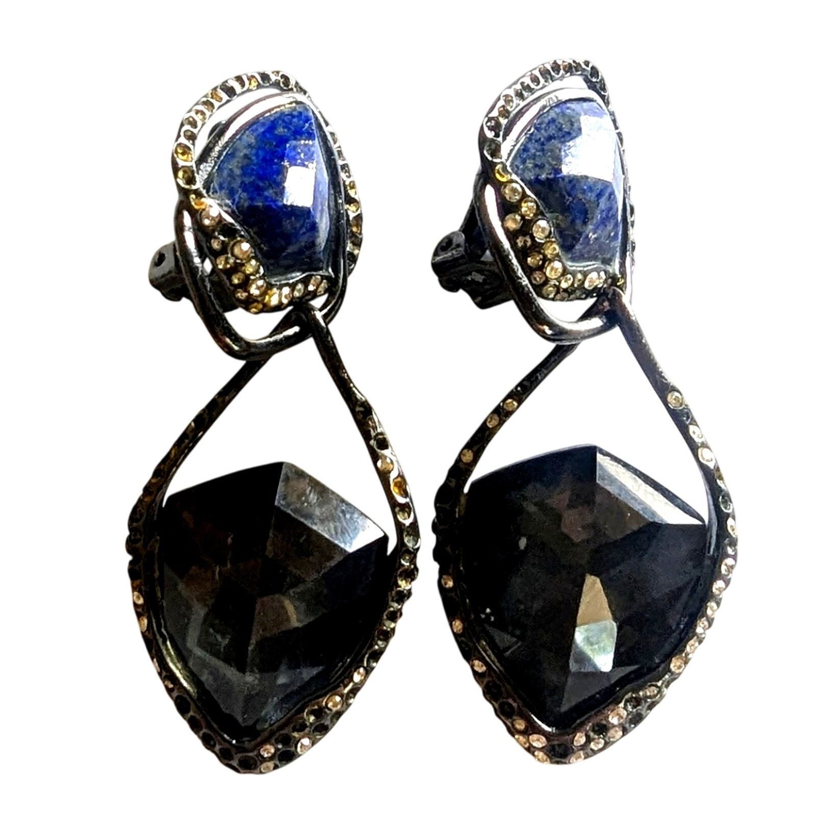 Alexis Bittar Alexis Bittar MCM Gunmetal Semi Precious Stone Drop Earrings Size ONE SIZE - 2 Thumbnail
