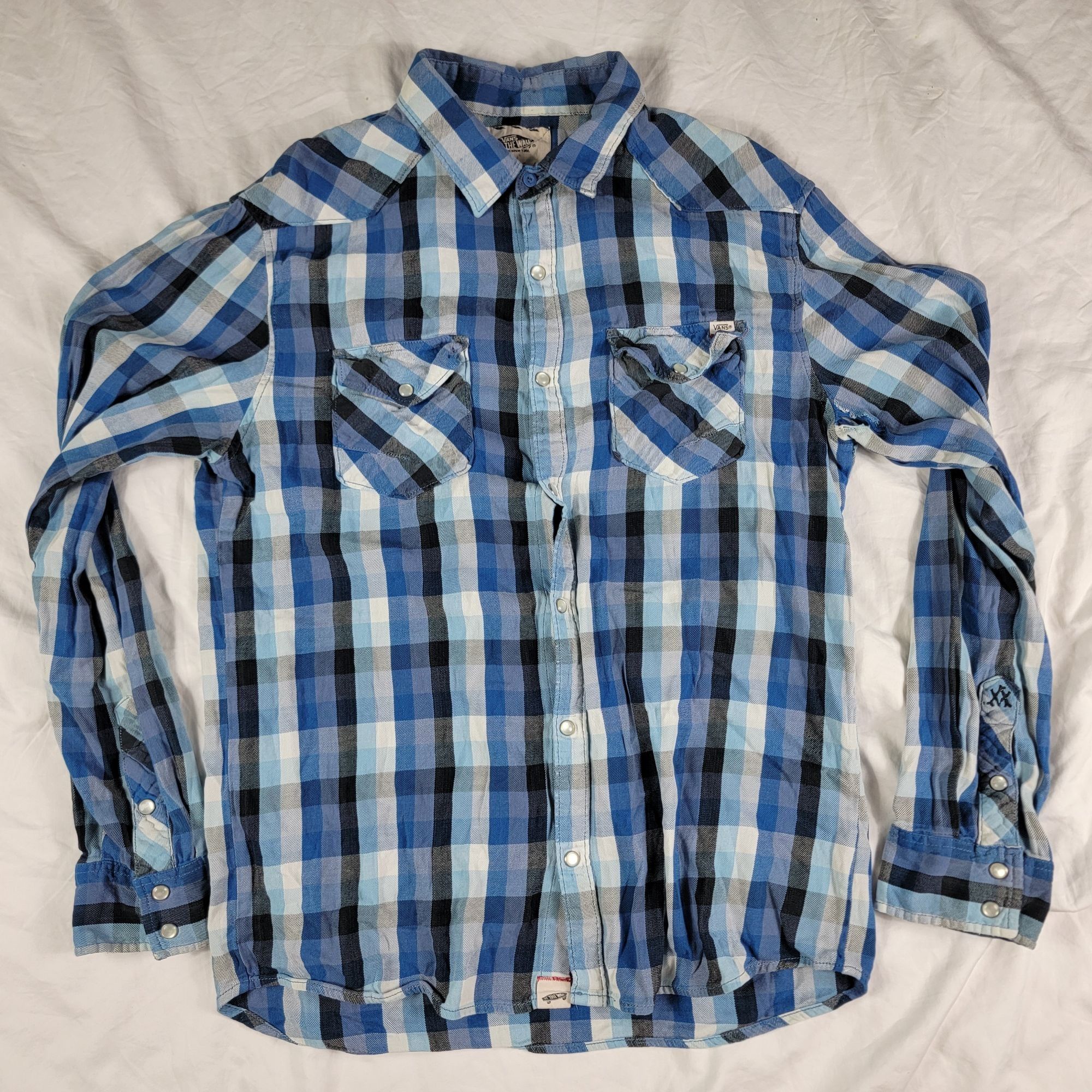 Vans Vans Off The Wall Mens XL Blue Plaid Long Sleeve Shirt Casua Size US XL / EU 56 / 4 - 1 Thumbnail