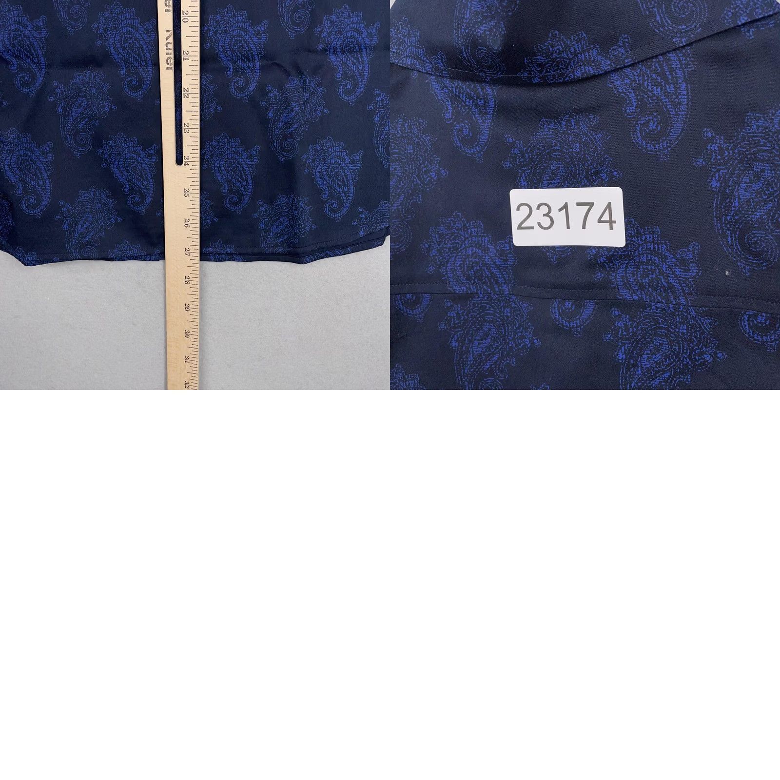 Vintage Hinson Wu Shirt Womens 6 Navy Blue Paisley Print Button Front Cotton Blouse Size M / US 6-8 / IT 42-44 - 9 Thumbnail