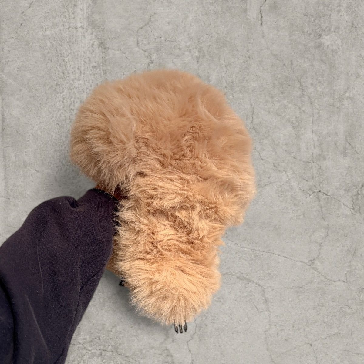 Japanese Brand Russian Ushanka fluffy winter hat, beige faux fur. One size Size ONE SIZE - 3 Thumbnail