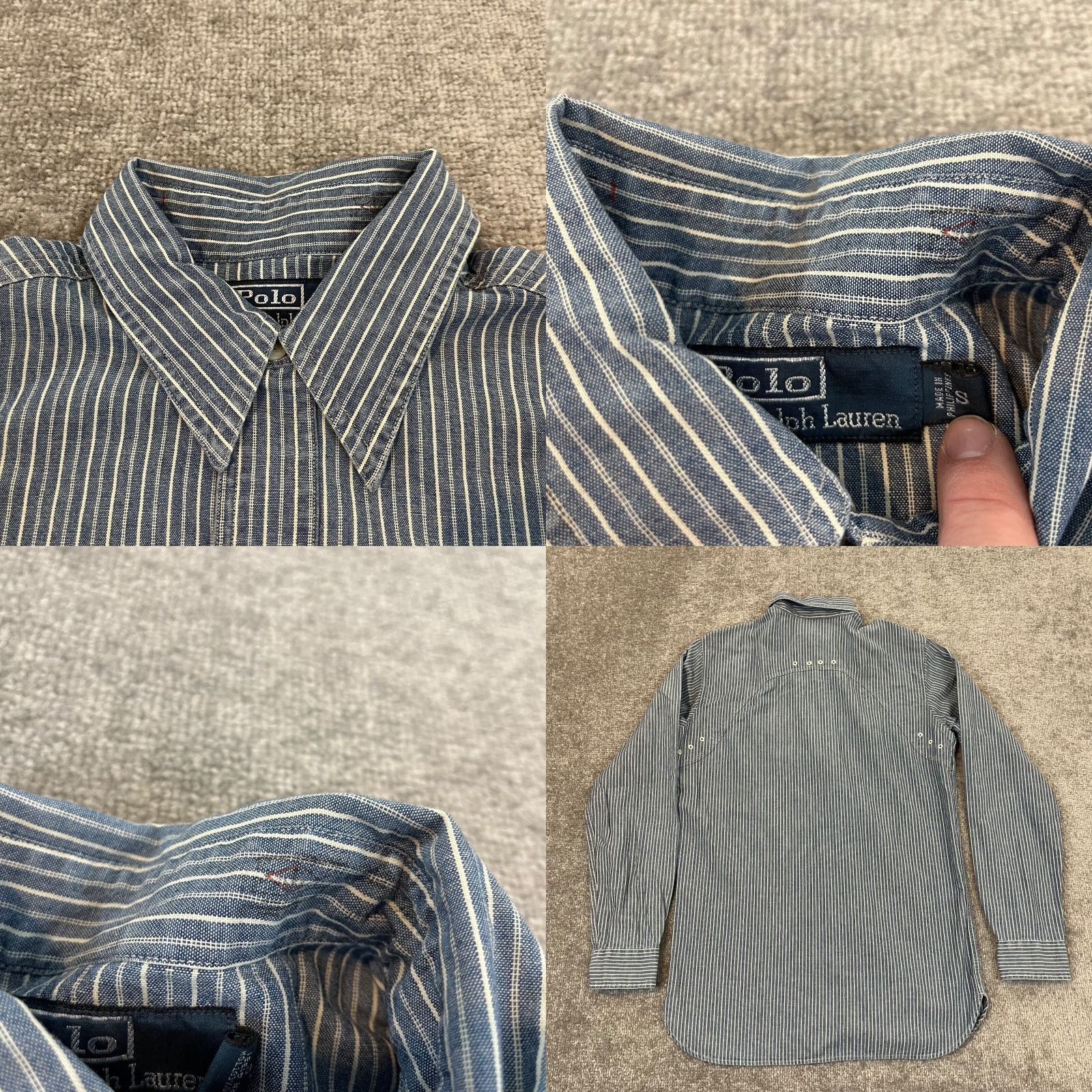 Polo Ralph Lauren VINTAGE Ralph Lauren Shirt Men's Small Blue Striped Polo Button-Up Outdoor Casual Size US S / EU 44-46 / 1 - 8 Thumbnail