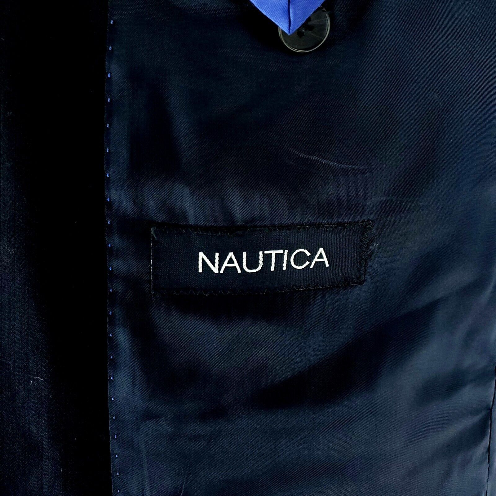 Nautica Nautica Wool 2 Button Blazer 40R Blue Herringbone Sport Coat Size 40R - 7 Thumbnail