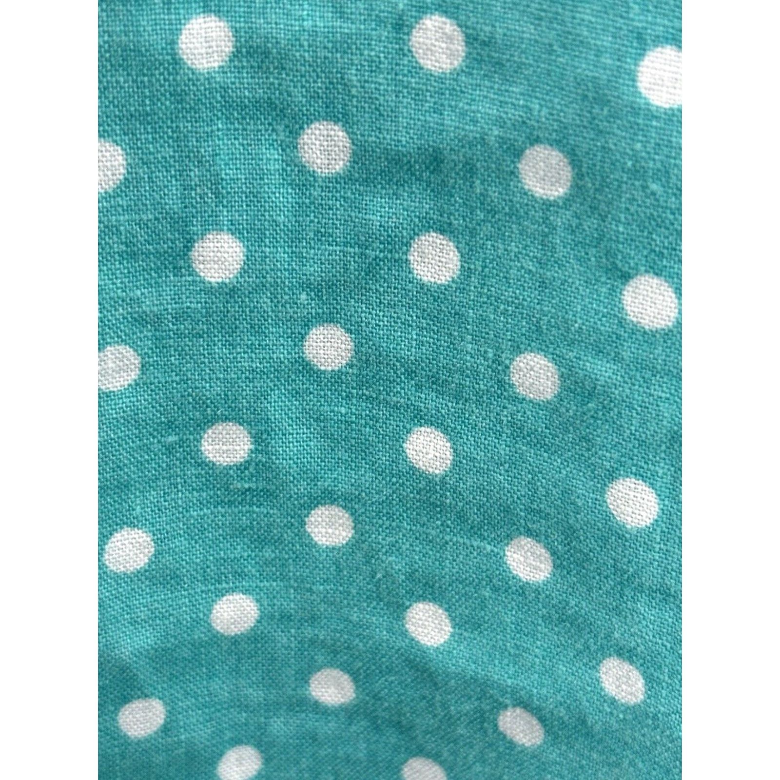 X-LARGE RACHEL Rachel Roy Women's Turquoise Linen Button-Up Shirt X-Large Polka Dot Short Sleeve Size XL / US 12-14 / IT 48-50 - 6 Thumbnail