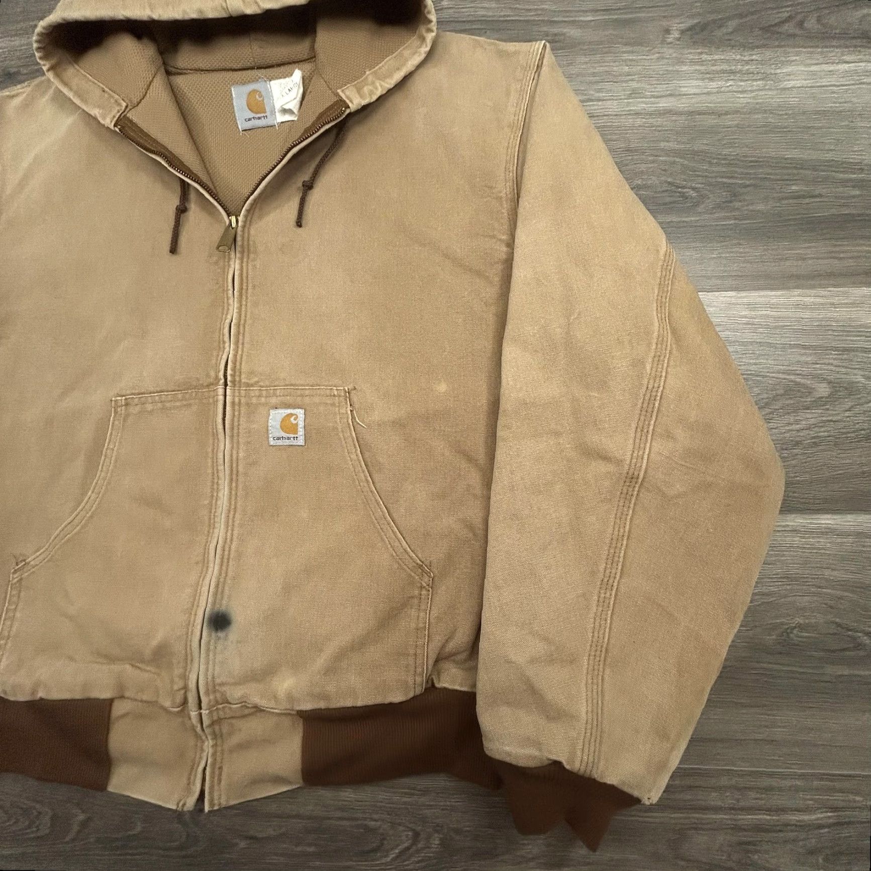 Carhartt VINTAGE Carhartt Jacket Mens 2XL Hooded Canvas Bomber Regular Zip Beige Grunge 90s Workwear Mens Size US XXL / EU 58 / 5 - 3 Thumbnail