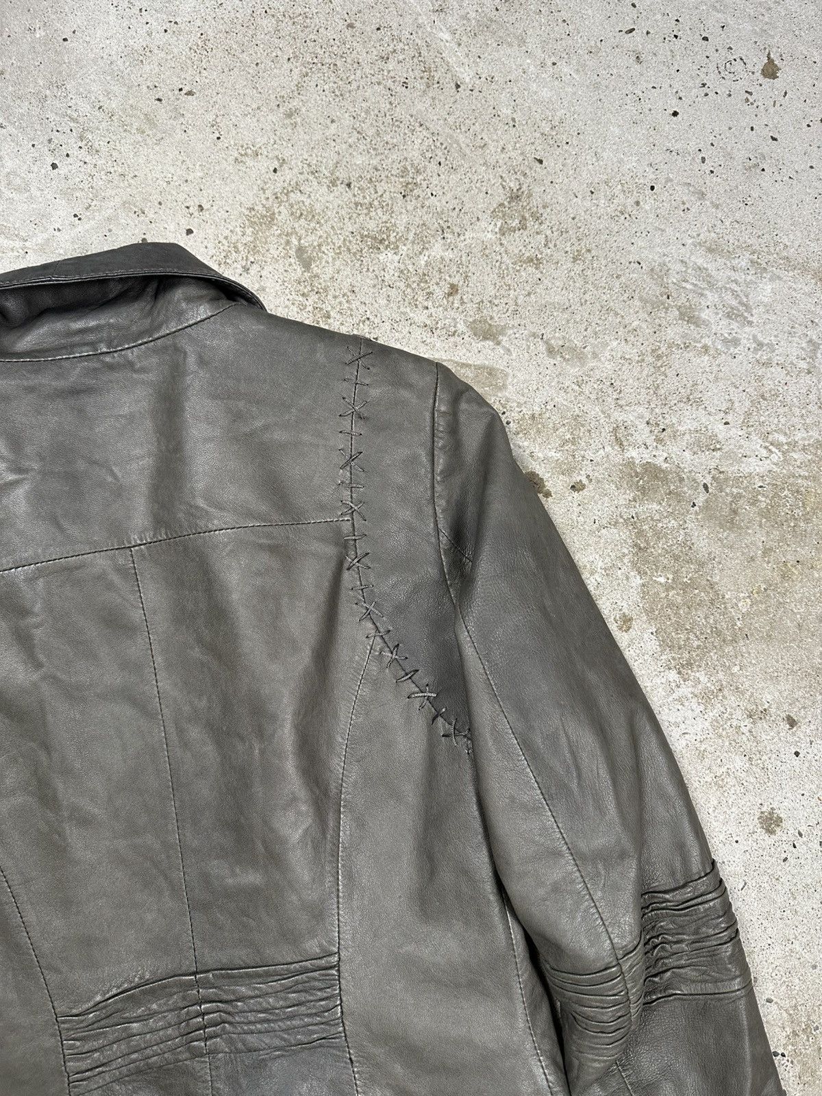 Japanese Brand Vintage Y2K Gray Genuine Leather Biker Moto Style Jacket Size XS / US 0-2 / IT 36-38 - 15 Thumbnail