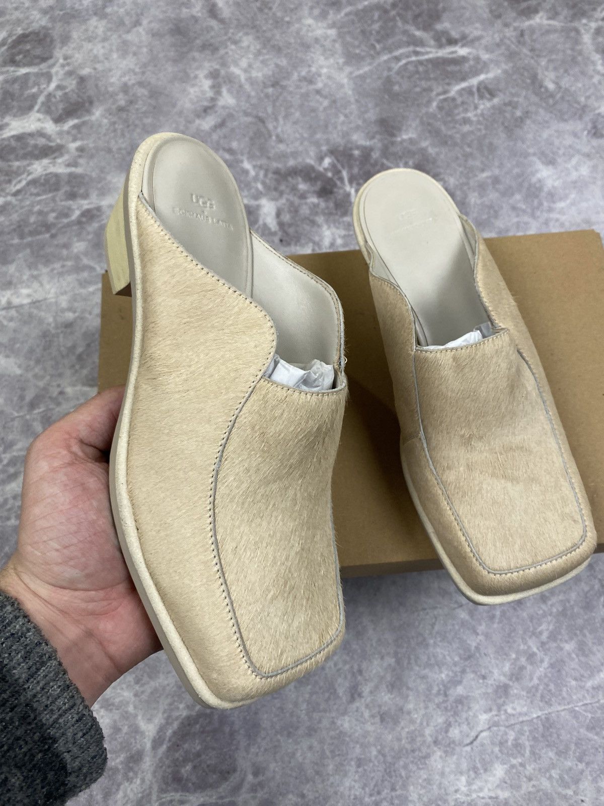 Eckhaus Latta Ugg x Eckhaus Latta Cowboy Block Fur Mules Size: 37 Size US 7 / IT 37 - 1 Thumbnail