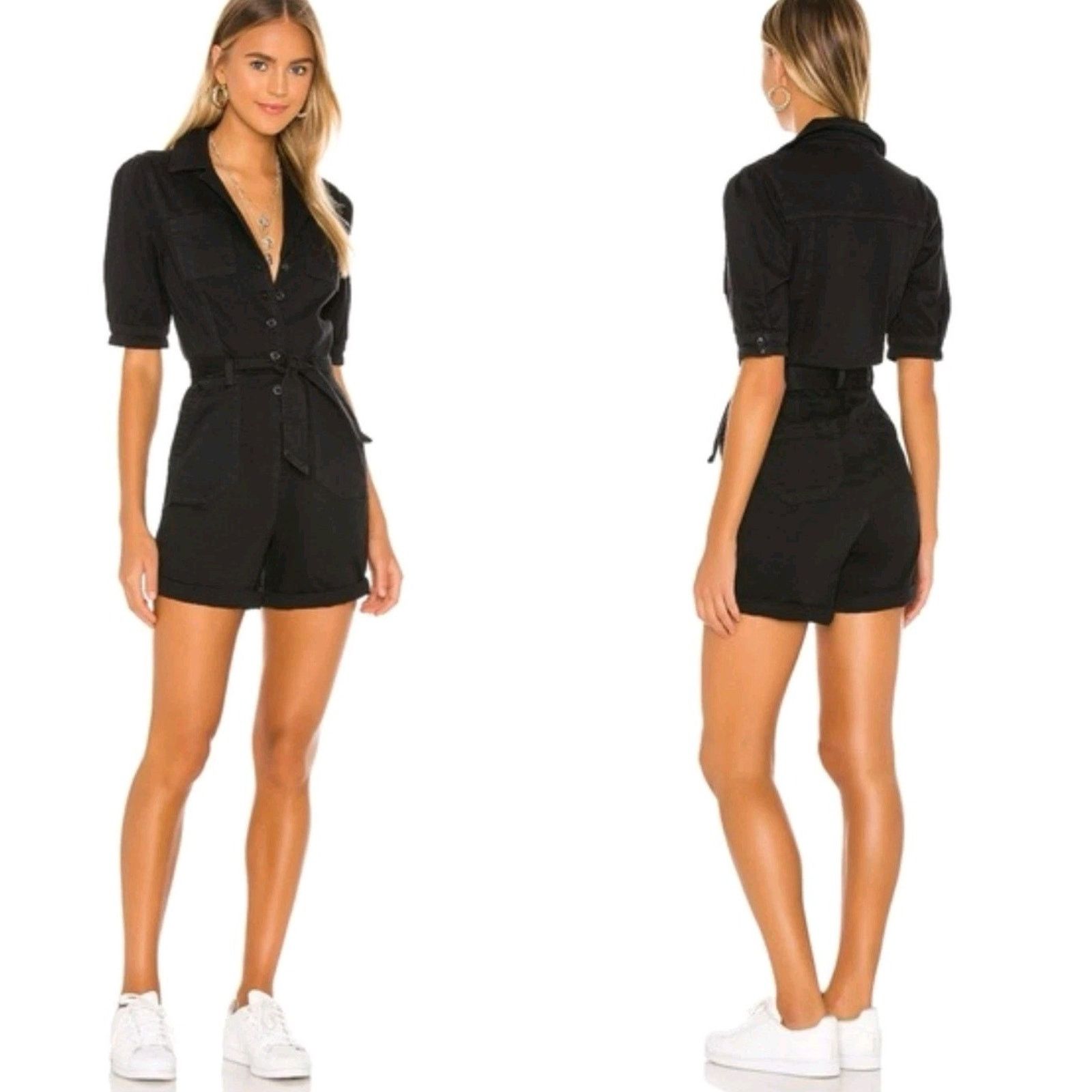 Paige Paige Mayslie Twill Short Sleeve Romper Stretchy 6 Size 28" / US 6 / IT 42 - 1 Thumbnail