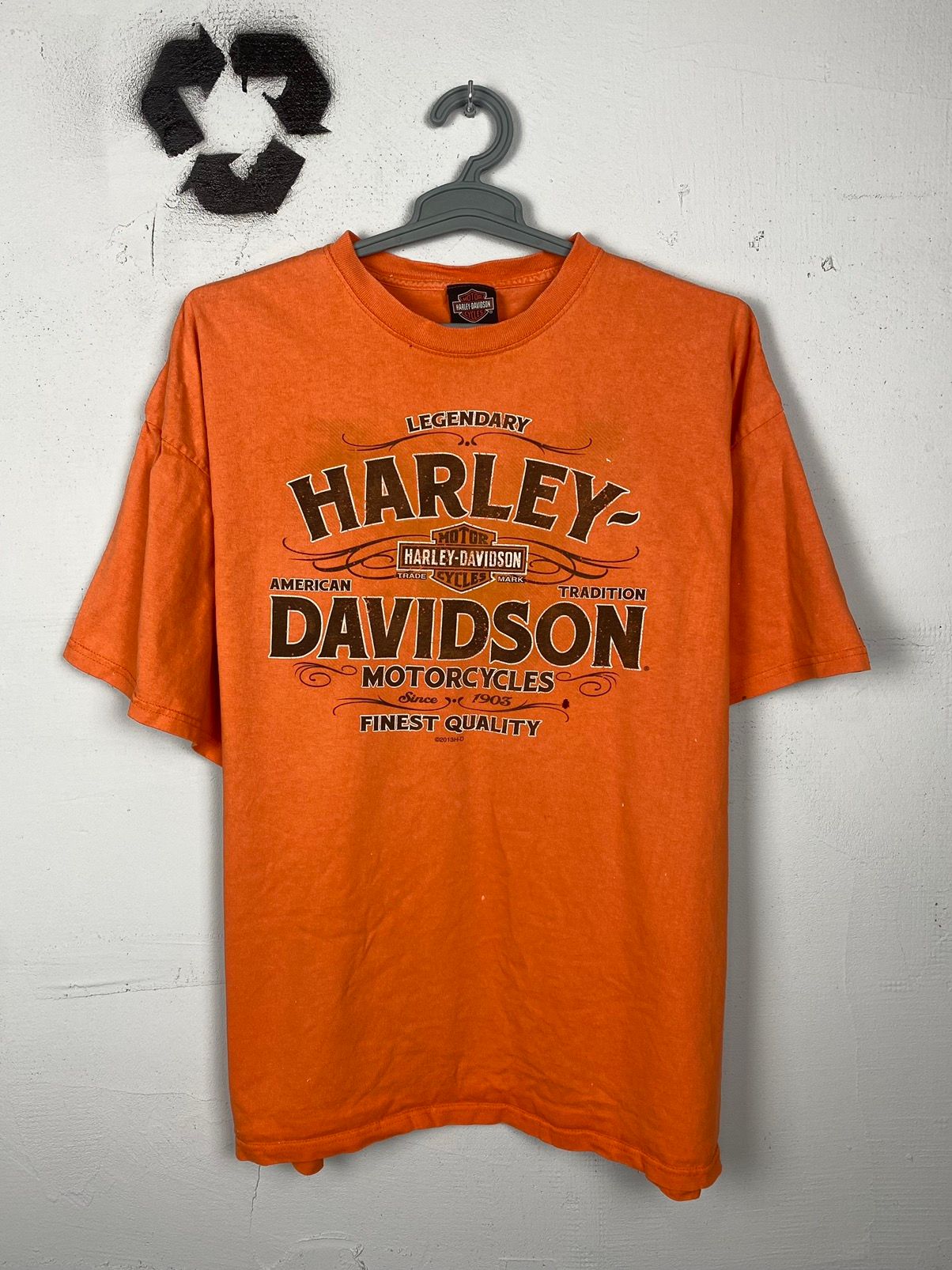 Pre-owned Harley Davidson X Vintage Y2k Harley Davidson Orlando Orange Distressed Tee