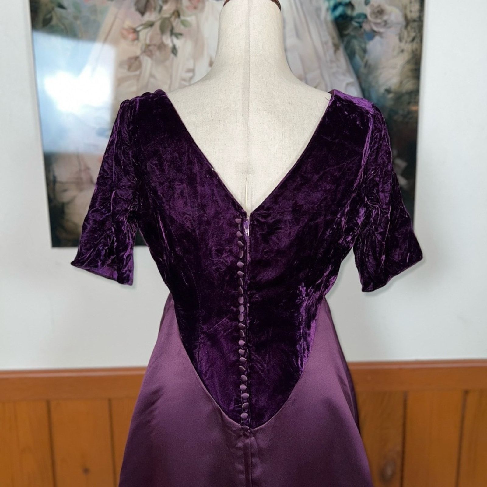 Other *New* Vintage 1970s Alfred Angelo Velvet Empire Waist Gown! Size XL / US 12-14 / IT 48-50 - 6 Thumbnail