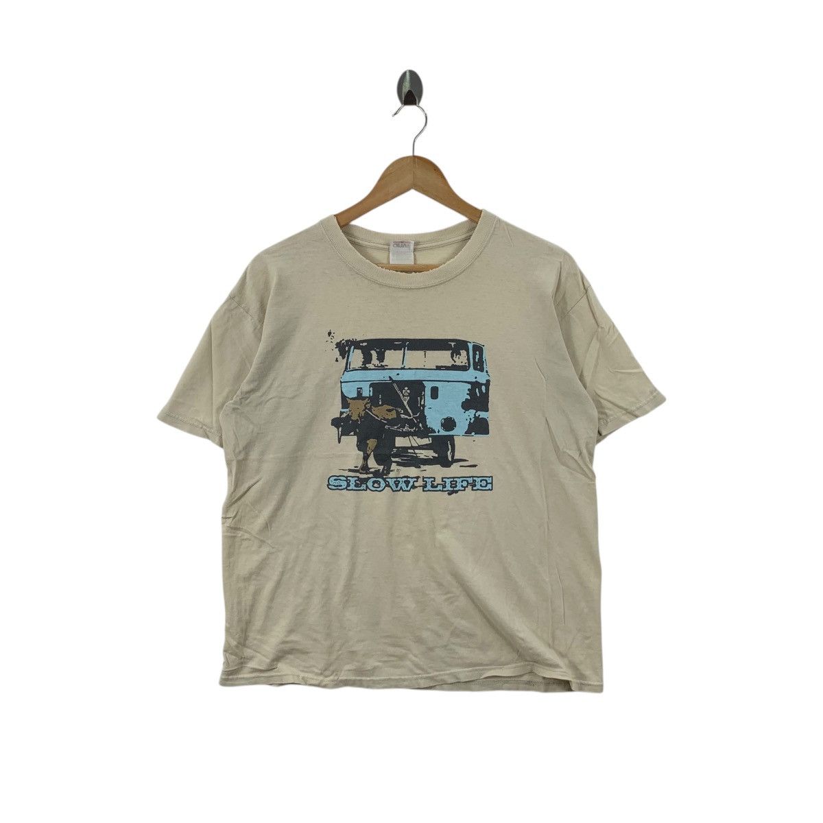 Vintage Vintage THE SLOW LIFE Modern Streetwear Thrashed Tee Shirt Size US M / EU 48-50 / 2 - 1 Thumbnail
