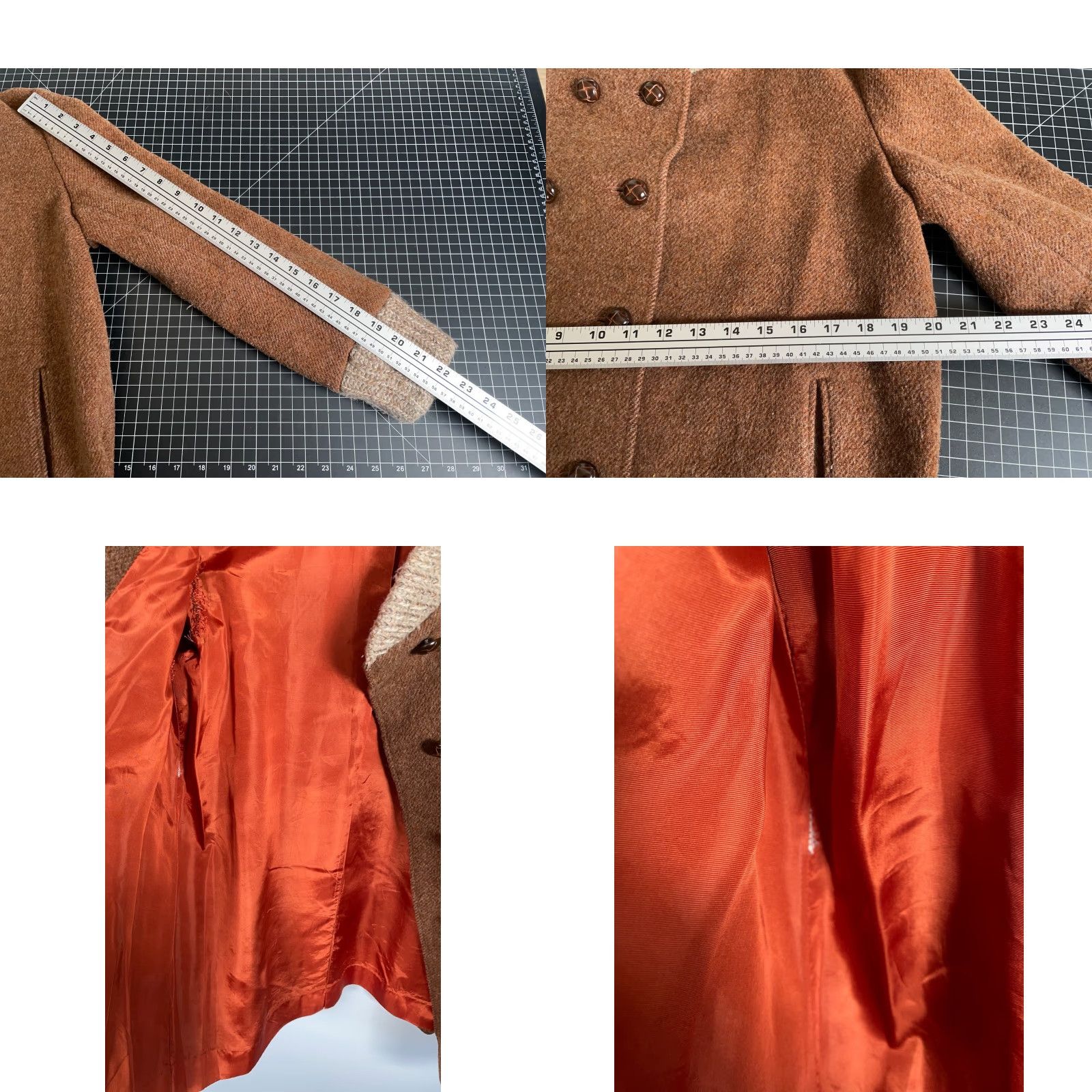 Doublet Vintage Wool Double Breasted Jacket Women M Brown Acetate Lining Mod Retro Bomber Jacket Size M / US 6-8 / IT 42-44 - 8 Thumbnail