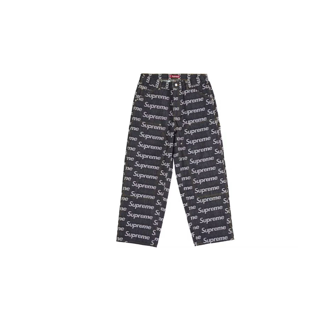 Supreme Supreme Jaquard Logos DoubleKnee Rigid Indigo Denim Size 36 Size US 36 / EU 52 - 1 Thumbnail