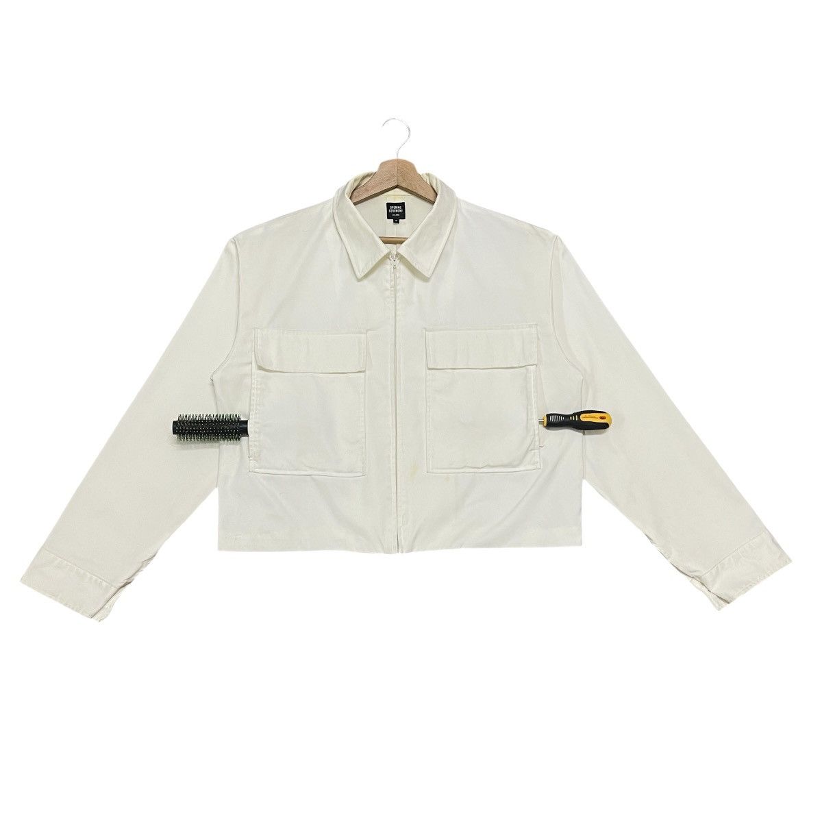 Opening Ceremony Opening Ceremony Off White Minimalist Cropped Zip-Up Jacket Size US M / EU 48-50 / 2 - 10 Thumbnail