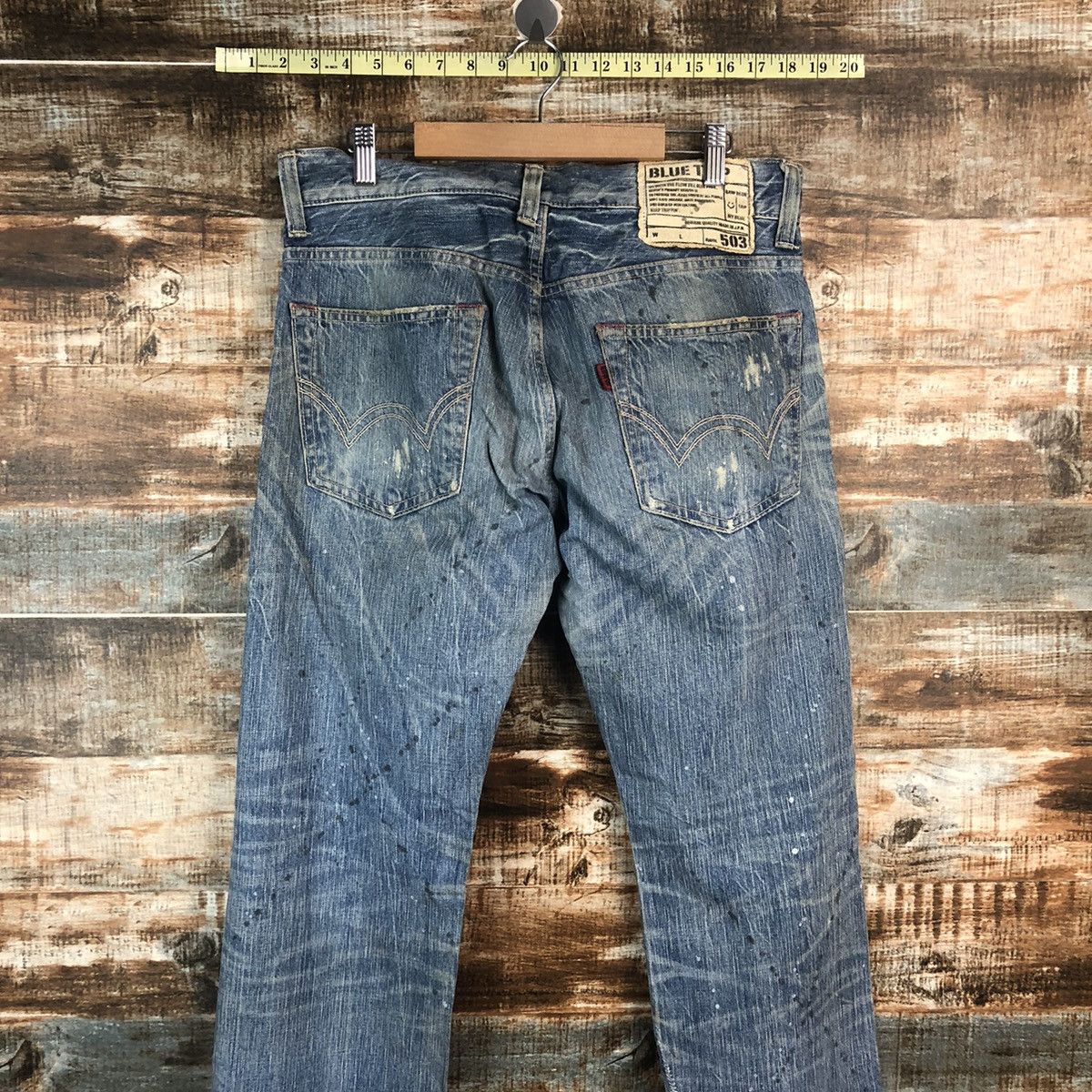 Edwin DLL Edwin Blue Stripe Distressed Denim Pants #C006 Size US 31 - 16 Thumbnail