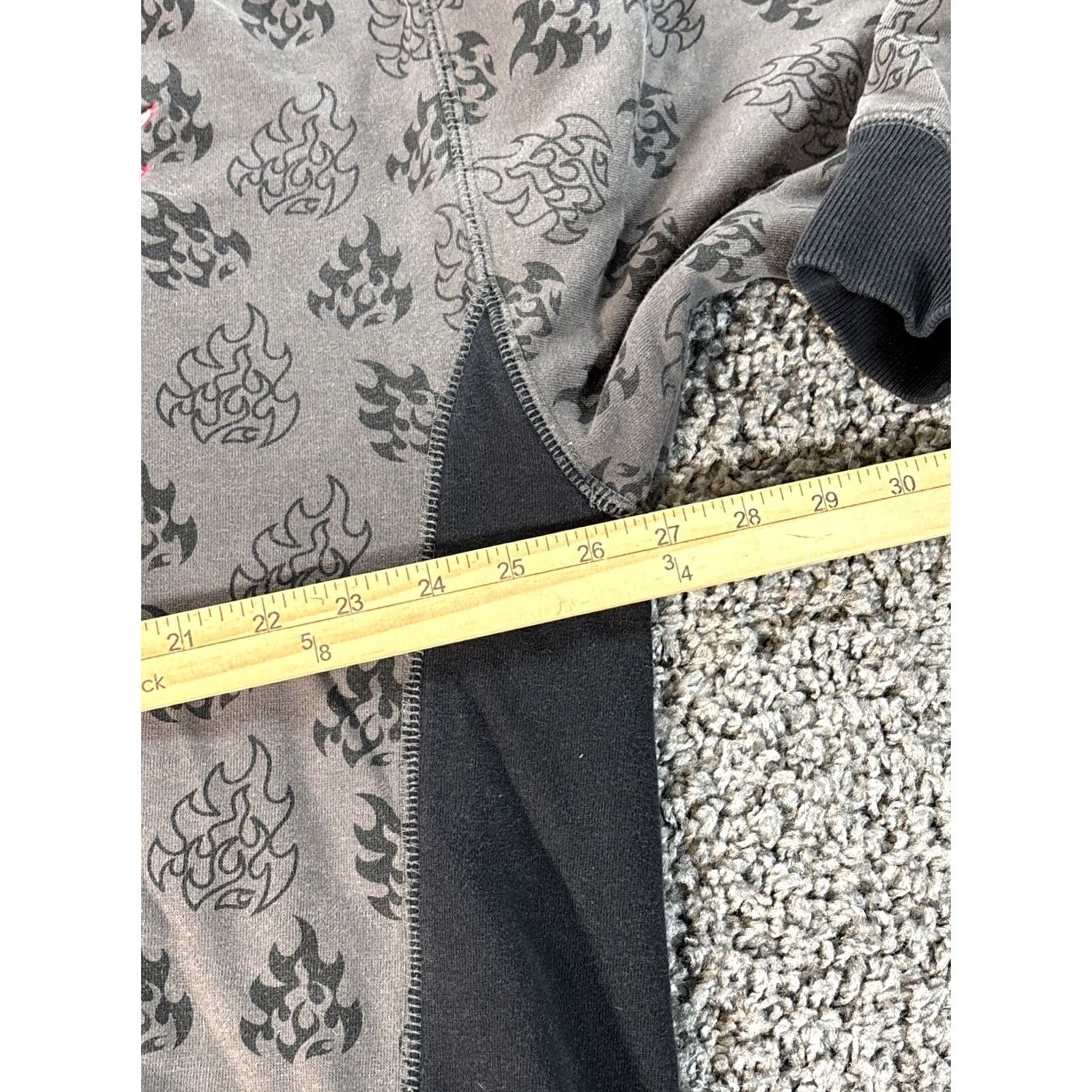 Gloverall VINTAGE Too Heavy Hoodie Mens XL Flame Skull Thermal Heavyweight All Over Hooded Full Zip Sweatshirt Gray Size US XL / EU 56 / 4 - 3 Thumbnail
