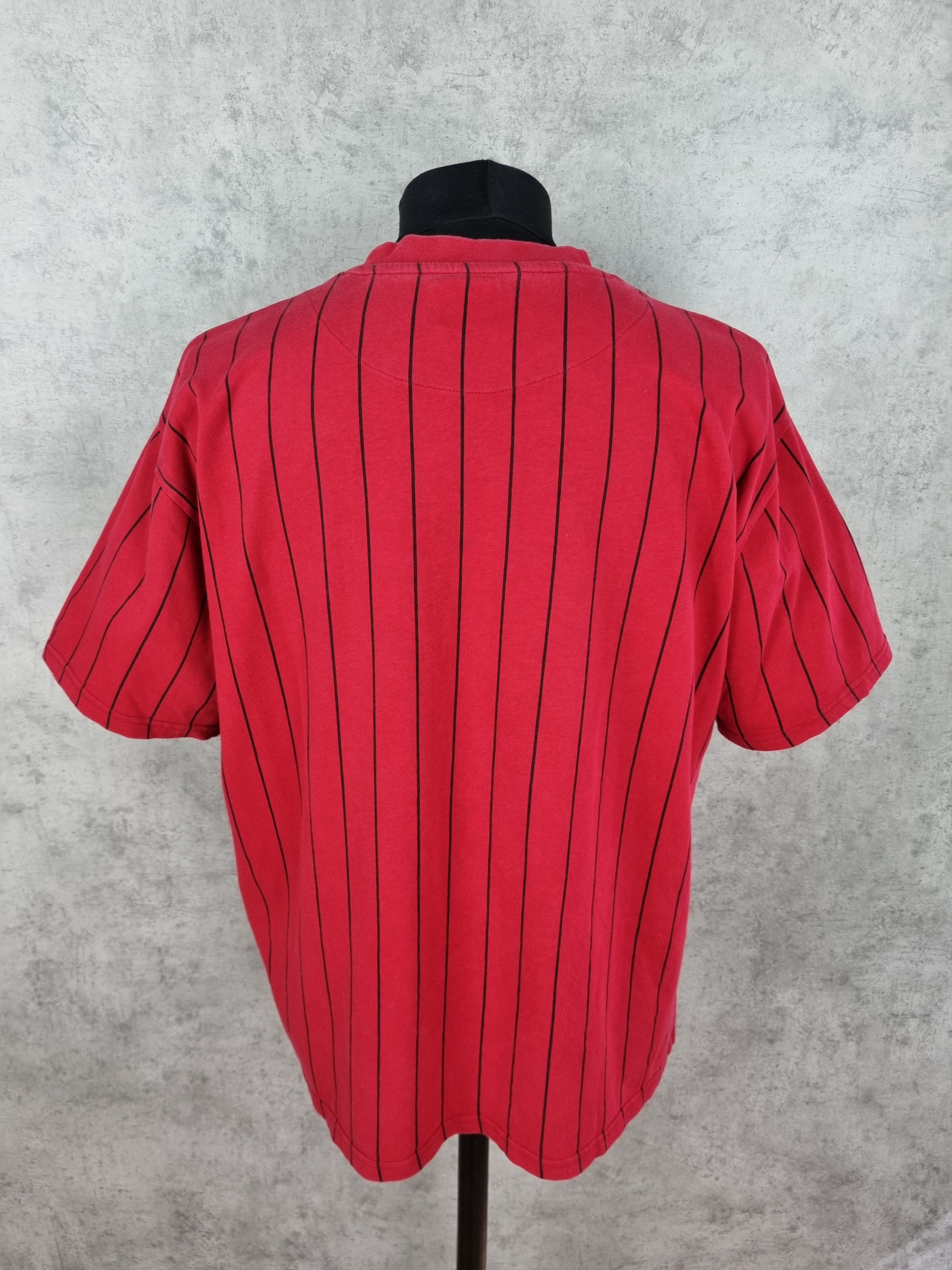 Karl Kani Karl Kani Central Embroidered Logo Pinstriped Teeshirt Size US XL / EU 56 / 4 - 5 Thumbnail