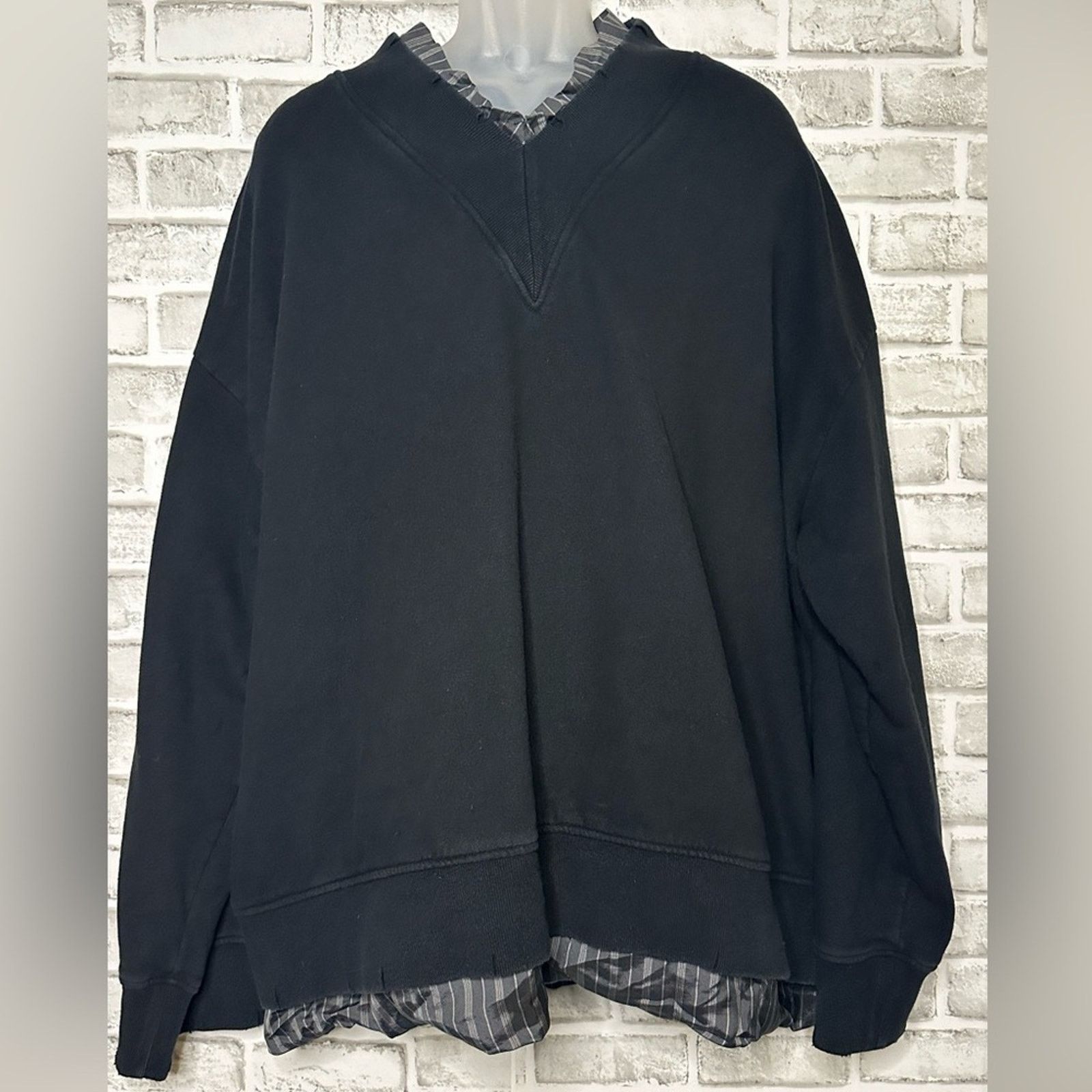Maison Margiela MMM Layer Destroyed Sweatshirt IT 50 LG Cotton Viscose Size US L / EU 52-54 / 3 - 15 Thumbnail
