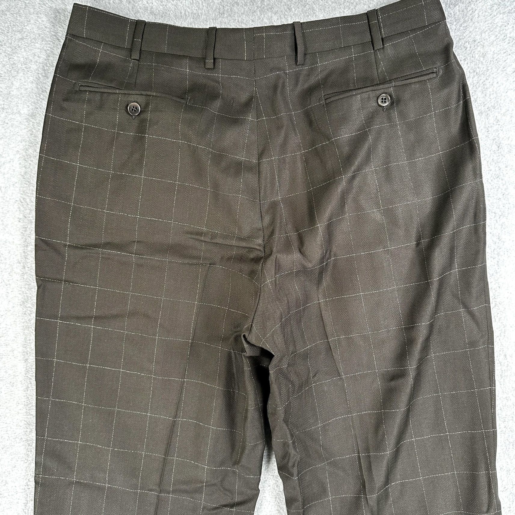 Zanella Zanella Bennett Dress Pants Mens 36x30 Brown Windowpane Wool Pleated Made Italy Size US 36 / EU 52 - 7 Thumbnail