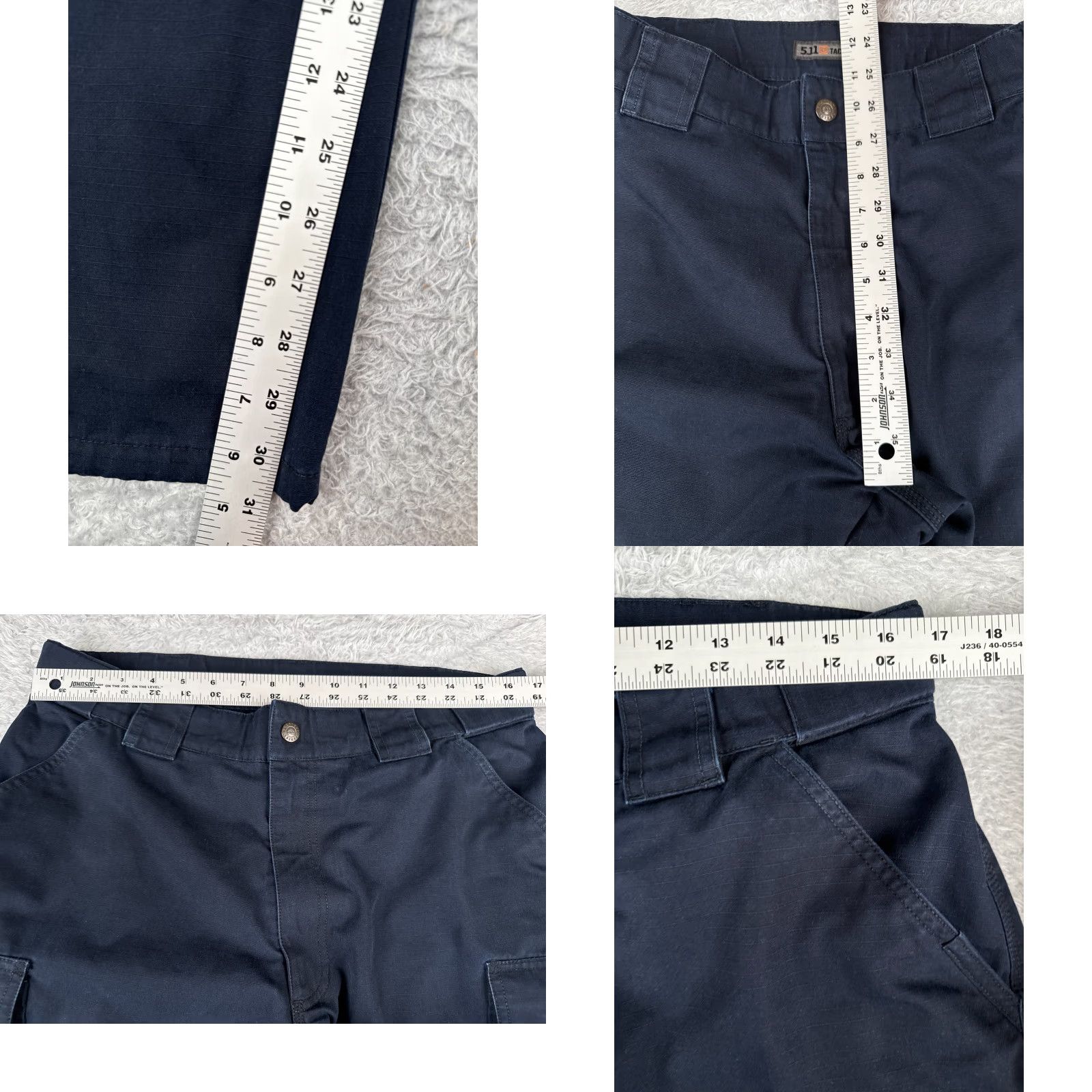 Vintage 5.11 Tactical Pants Mens Large Blue Cargo Rip-Stop Fabric Double Knee Gusset 31" Size US 33 - 8 Thumbnail