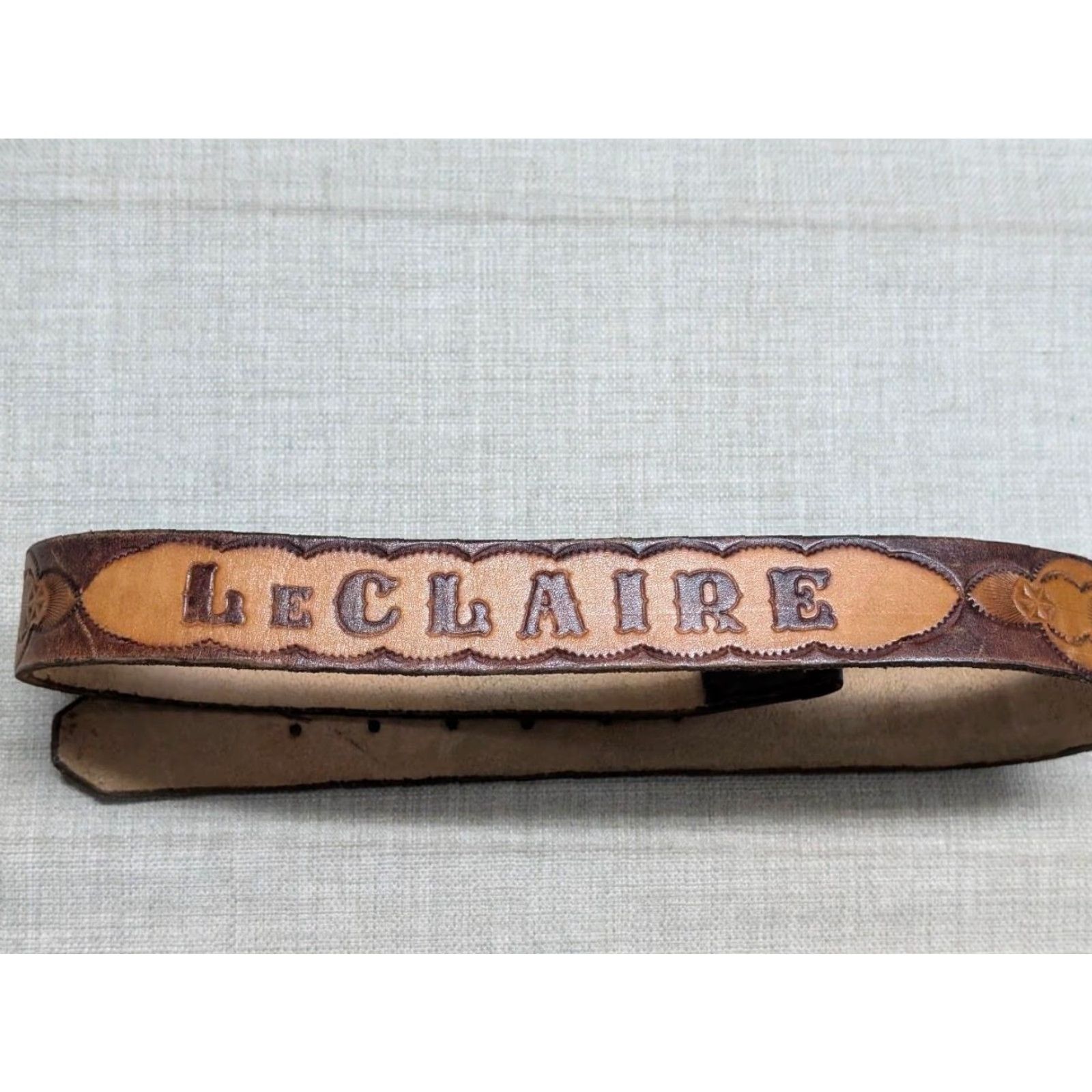 Vintage VINTAGE LeCLAIRE WESTERN Belt 36 Leather Brown Geometric Handcrafted Tooled Buckle Mens Adult 36 Brown Leather Full Grain 1-1/2" Western Belt Mens Size 36 - 2 Thumbnail
