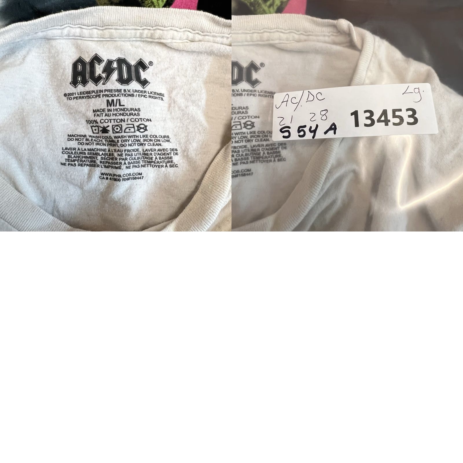 Vintage VINTAGE AC/DC T-Shirt Shirt Adult L White Graphic 70s 80s Rock Mens Size US L / EU 52-54 / 3 - 8 Thumbnail