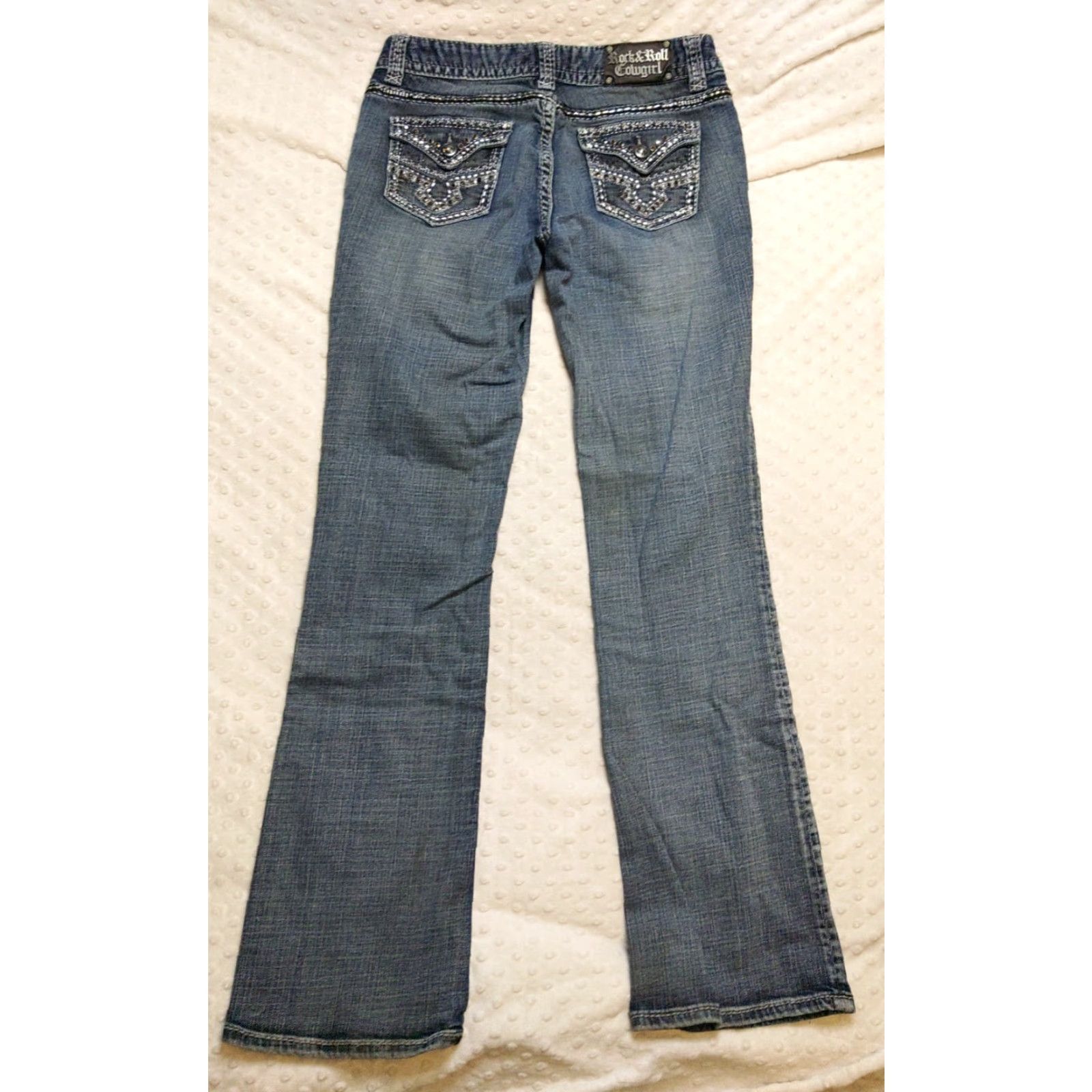 Denime Rock & Roll Cowgirl Jeans 28x34 Women Dark Wash Denim Mid Rise Western Bootcut Size 28" / US 6 / IT 42 - 7 Thumbnail