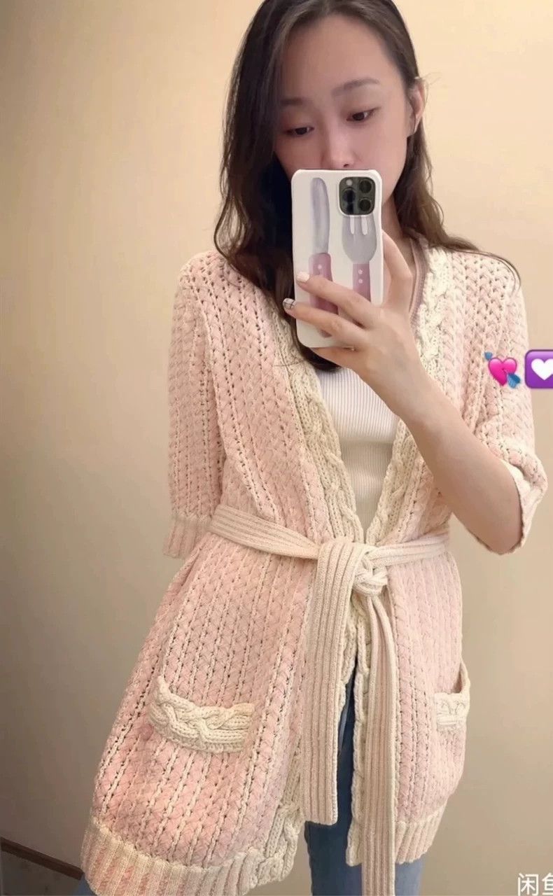 Chanel Chanel 18 cherry blossom pink hemp knitted cardigan coat Size XS / US 0-2 / IT 36-38 - 4 Thumbnail