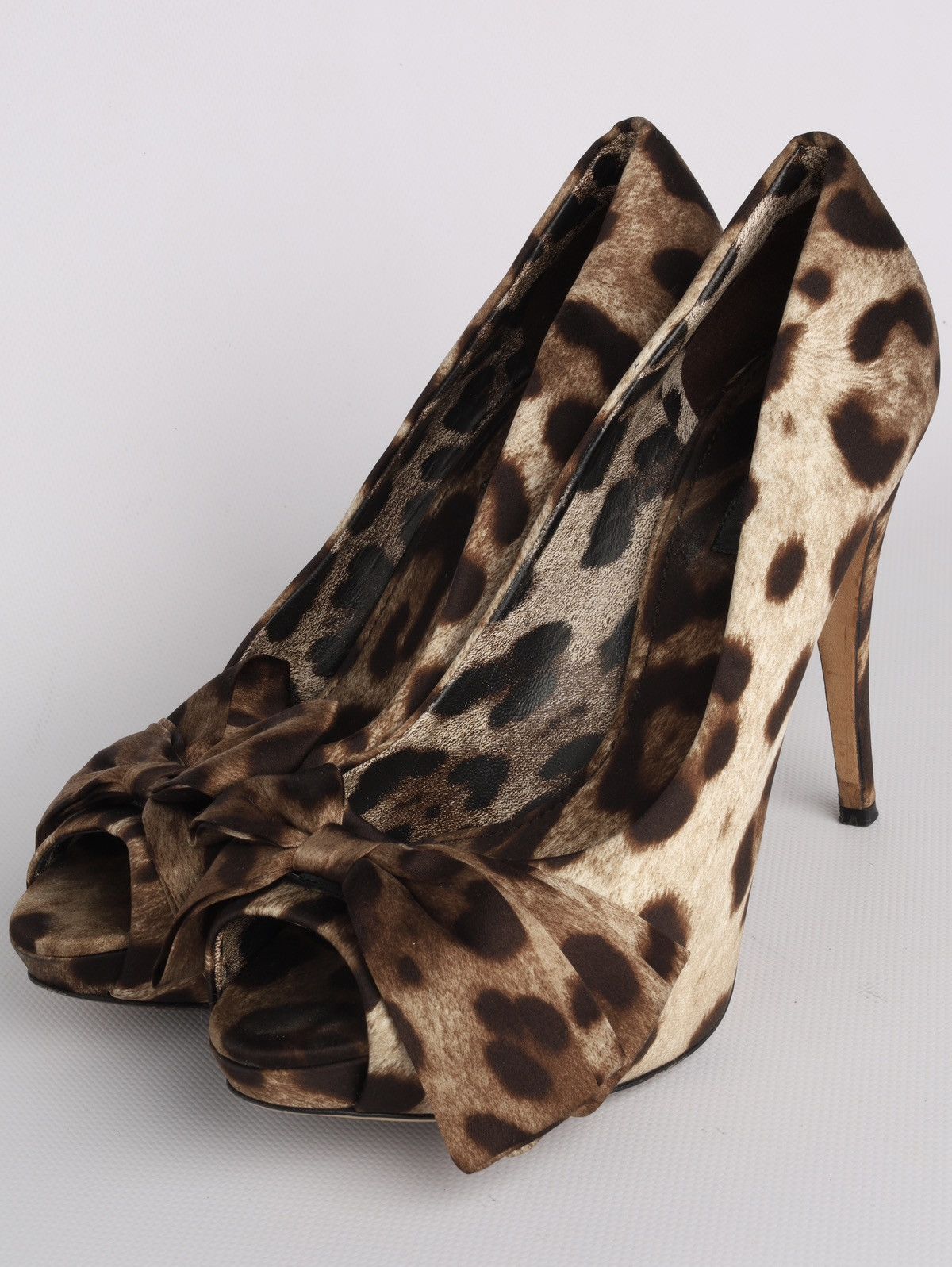 Dolce & Gabbana Dolce Gabbana Satin Leopard Print Heel Peep Toe Shoes Size US 9 / IT 39 - 3 Thumbnail