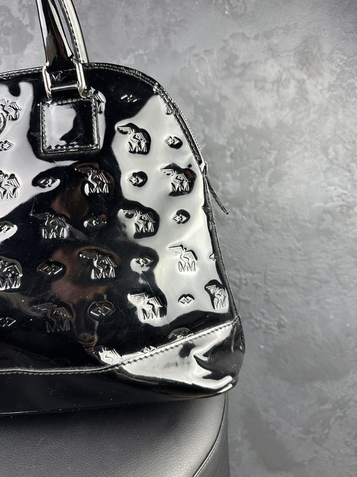 Designer × Maison Mollerus Maison Mollerus Black Patent Leather Shoulder Bag Size ONE SIZE - 6 Thumbnail