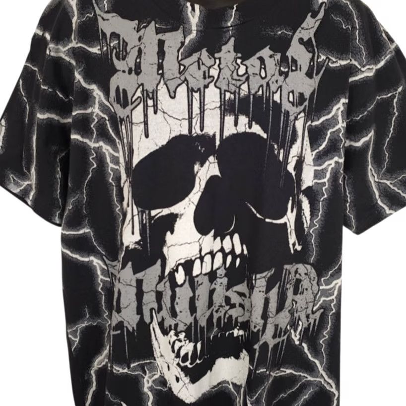 Metal Mulisha Metal Mulisha T Shirt Mens 2XL Black Gray All Over Print Shock Lightning Skull Horror Skeleton Cotton Shirt Mens Size US XXL / EU 58 / 5 - 2 Thumbnail