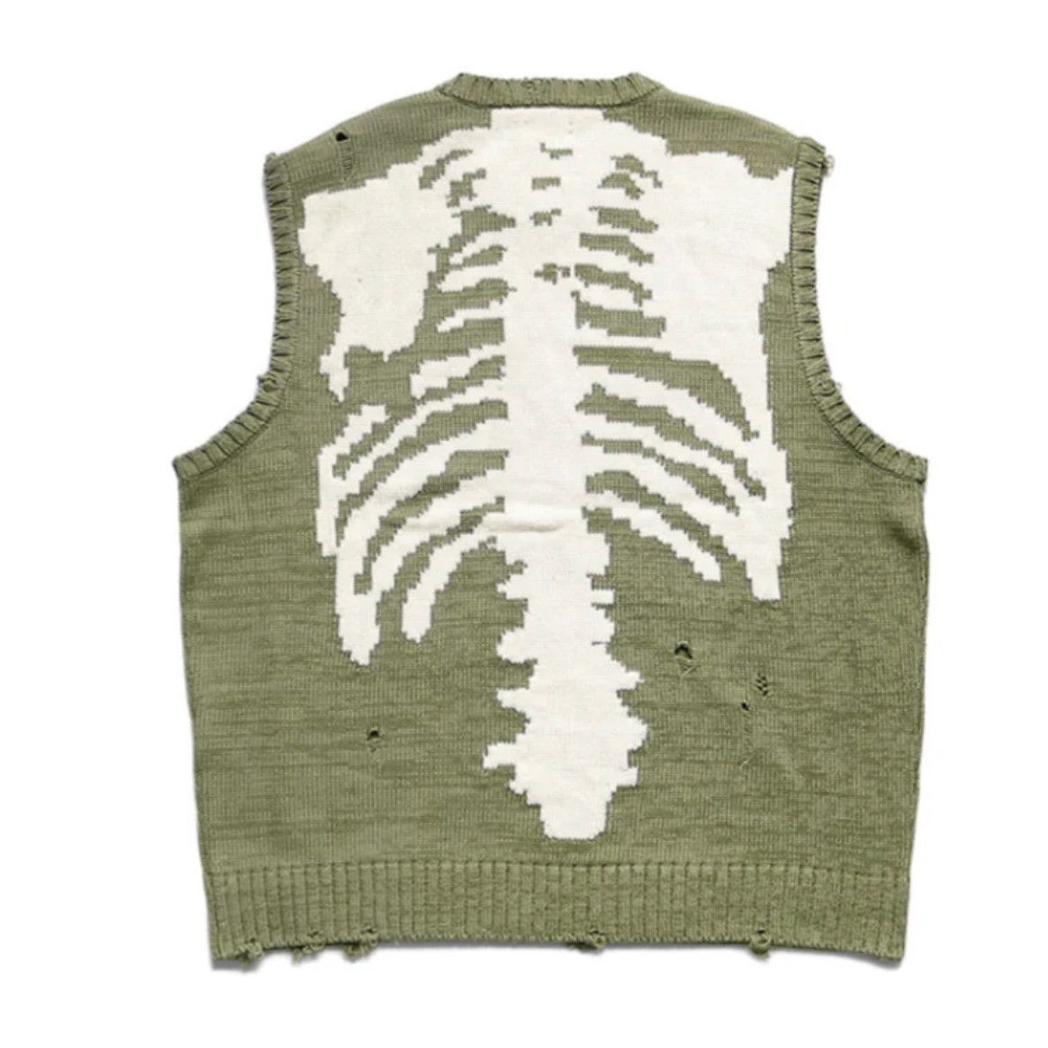 image of Kapital 5G Bone Knit Sweater Vest in Green, Men's (Size XL)