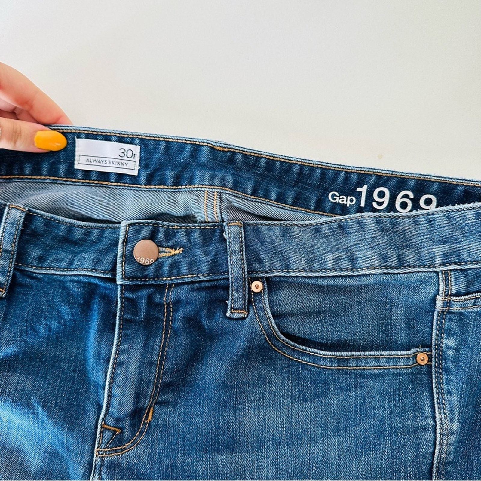 Gap GAP Blue Medium Wash Always Skinny Mid High Rise Denim Jeans Size 30" / US 8 / IT 44 - 11 Thumbnail