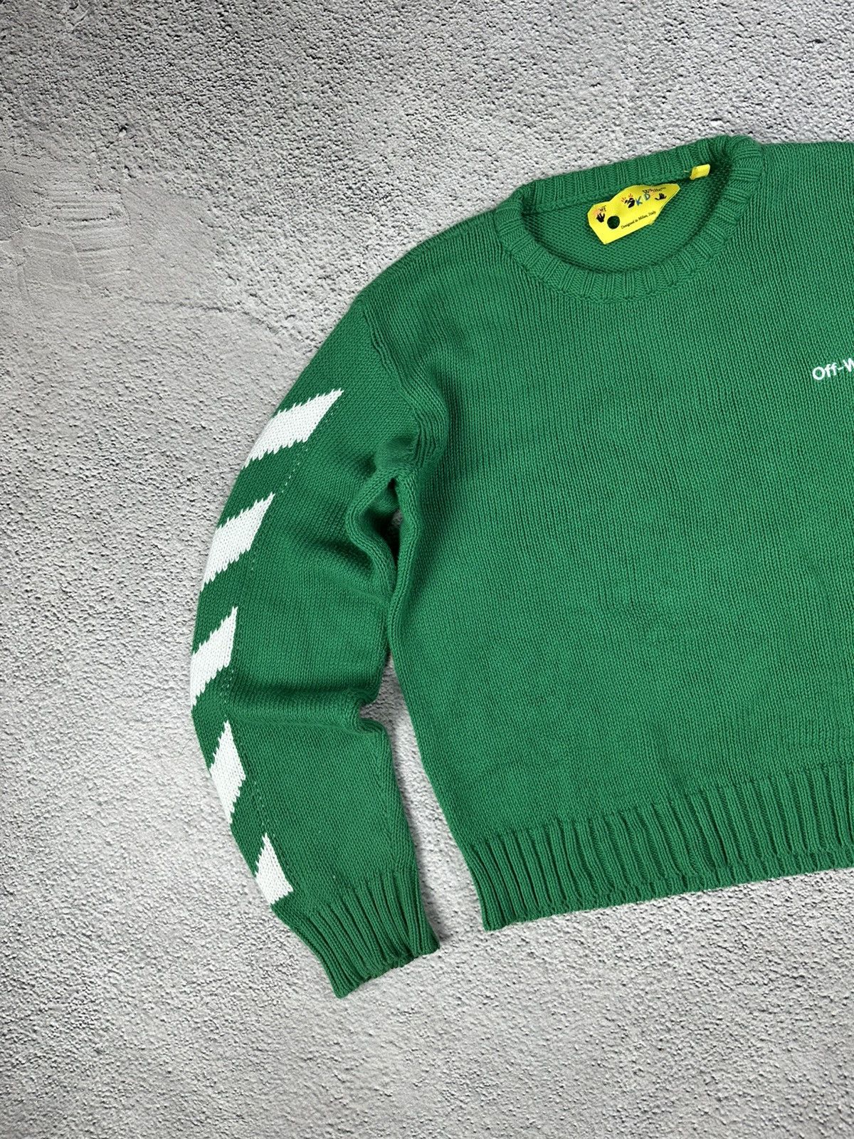 Off-White Off-White Kids Green Helvetica Sweater Y2K Size US XS / EU 42 / 0 - 3 Thumbnail