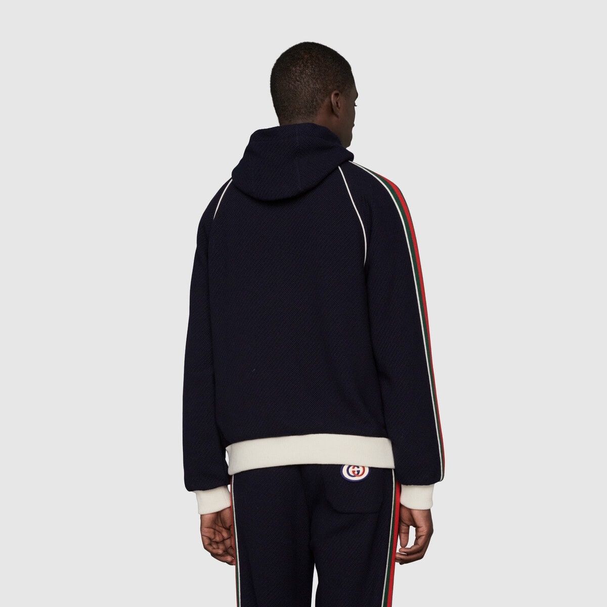 Gucci o1s1wg110125 Wool Jersey Jacket With Web in Blue Size US XL / EU 56 / 4 - 4 Thumbnail