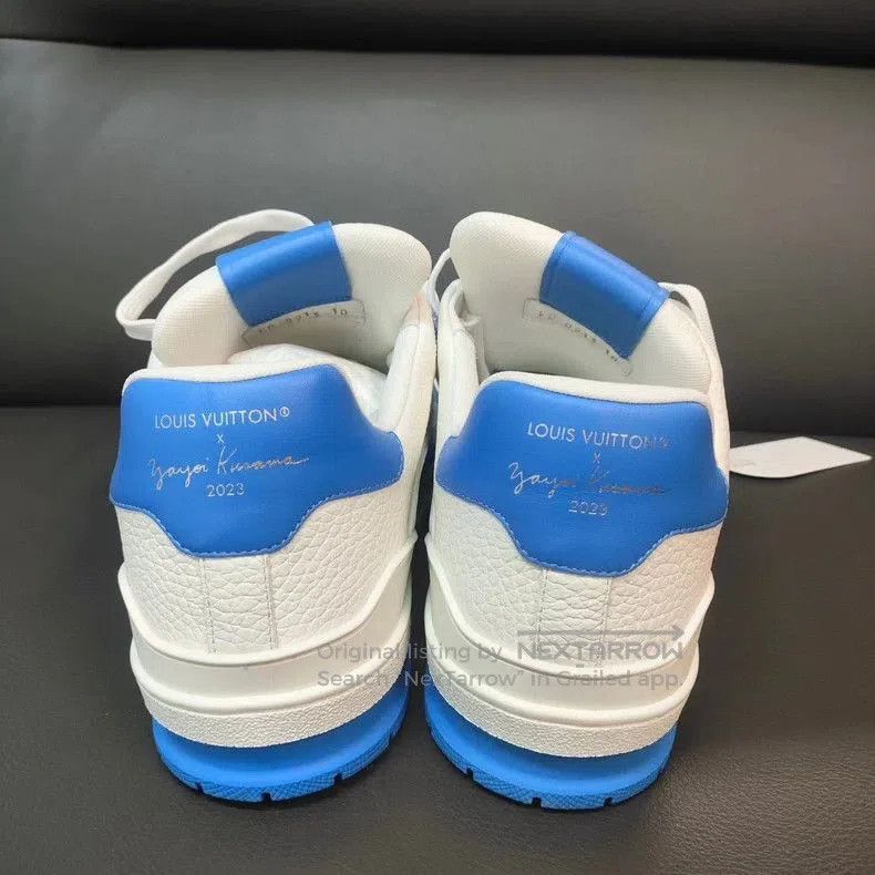 Louis Vuitton LV Leather Lowtop Sneakers White Blue. Size US 10 / EU 43 - 4 Thumbnail