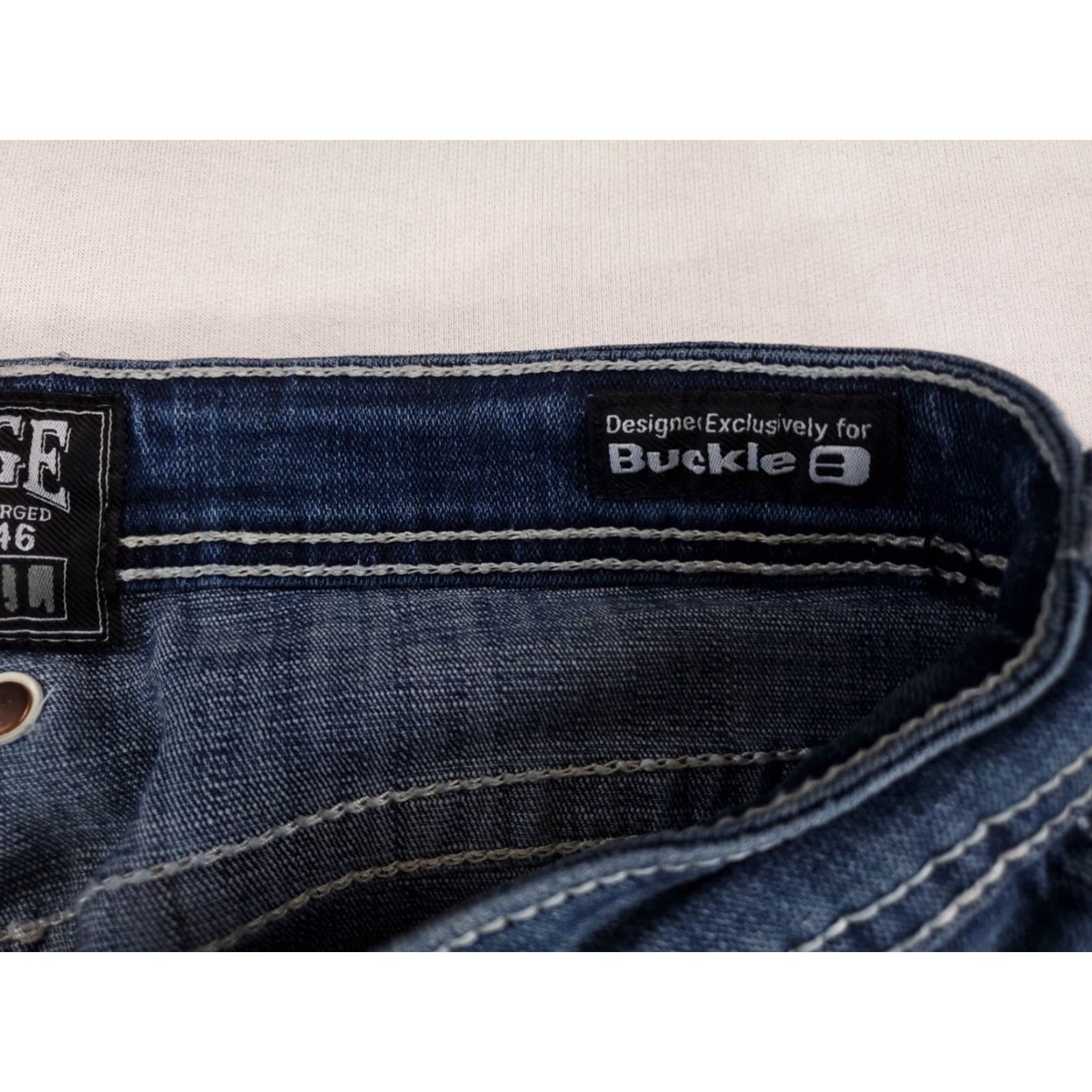 BKE VINTAGE Salvage BKE Buckle Havoc Straight Jeans Distressed Mens 34x33 Blue Size US 34 / EU 50 - 4 Thumbnail