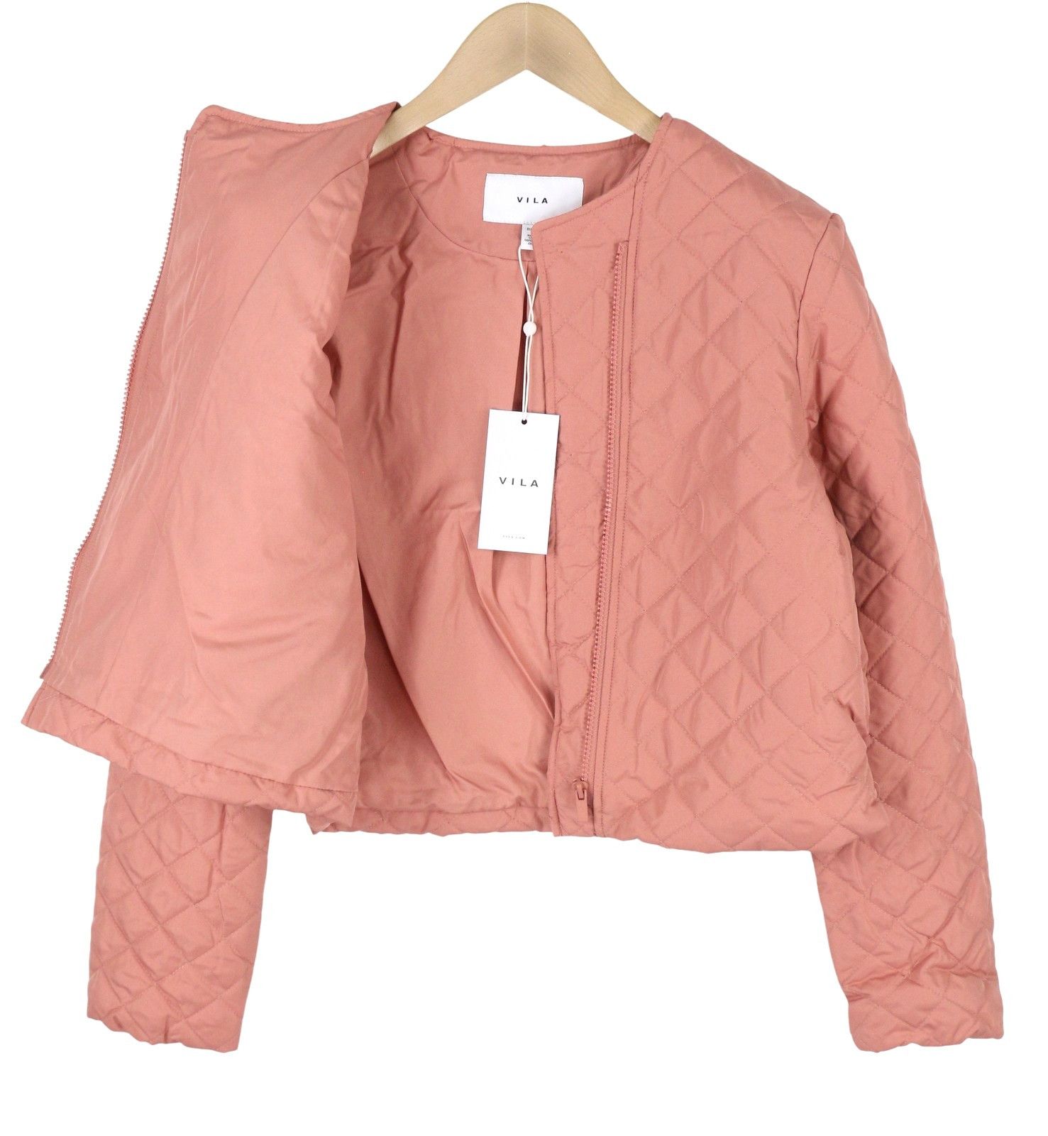Other SASSY EU42 Pink Quilted Padded Asym Zip Lightweight 88003 Size XL / US 12-14 / IT 48-50 - 4 Thumbnail