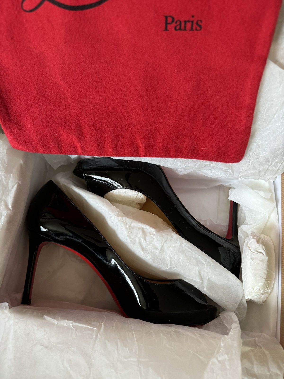 Christian Louboutin CHRISTIAN LOUBOUTIN Lady Peep patent leather heels 38 EU Size US 8 / IT 38 - 2 Thumbnail