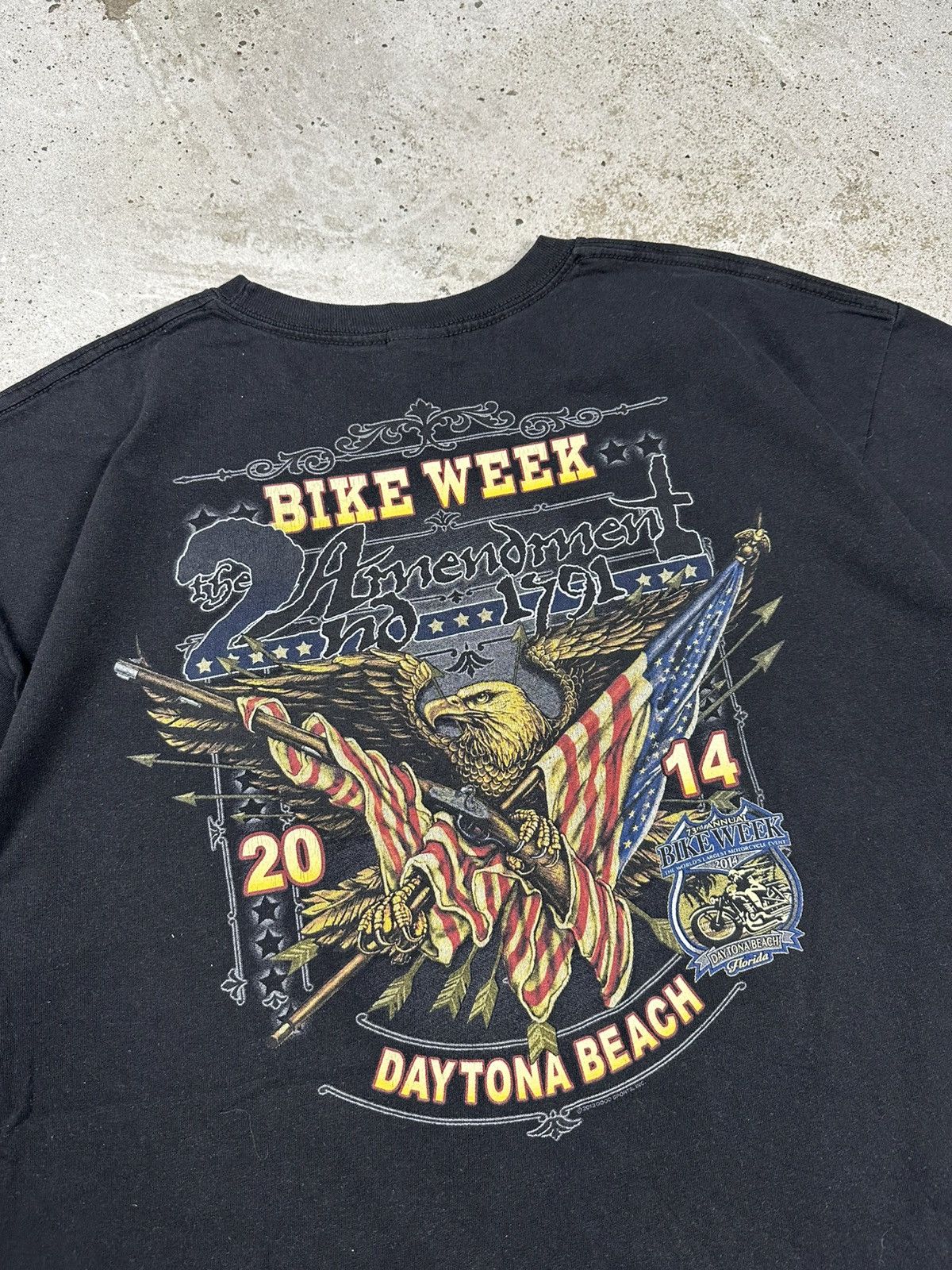 Harley Davidson Vintage Bike Week Daytona Beach Harley Moto Print T Shirt Size US XL / EU 56 / 4 - 1 Thumbnail