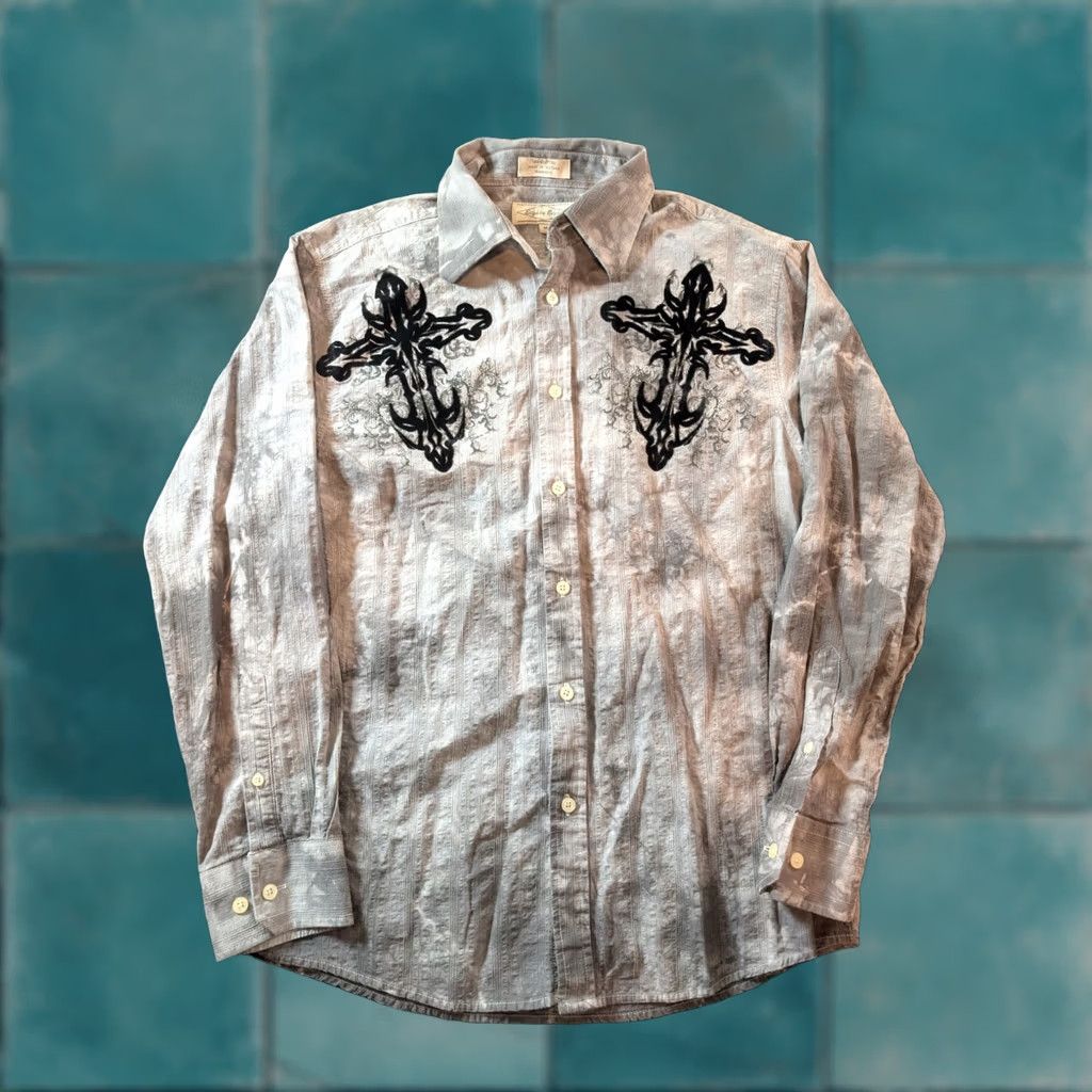 Affliction VINTAGE Eighty Eight Button-Up Shirt Grunge Y2K Affliction Gray Men's M Size US M / EU 48-50 / 2 - 1 Thumbnail