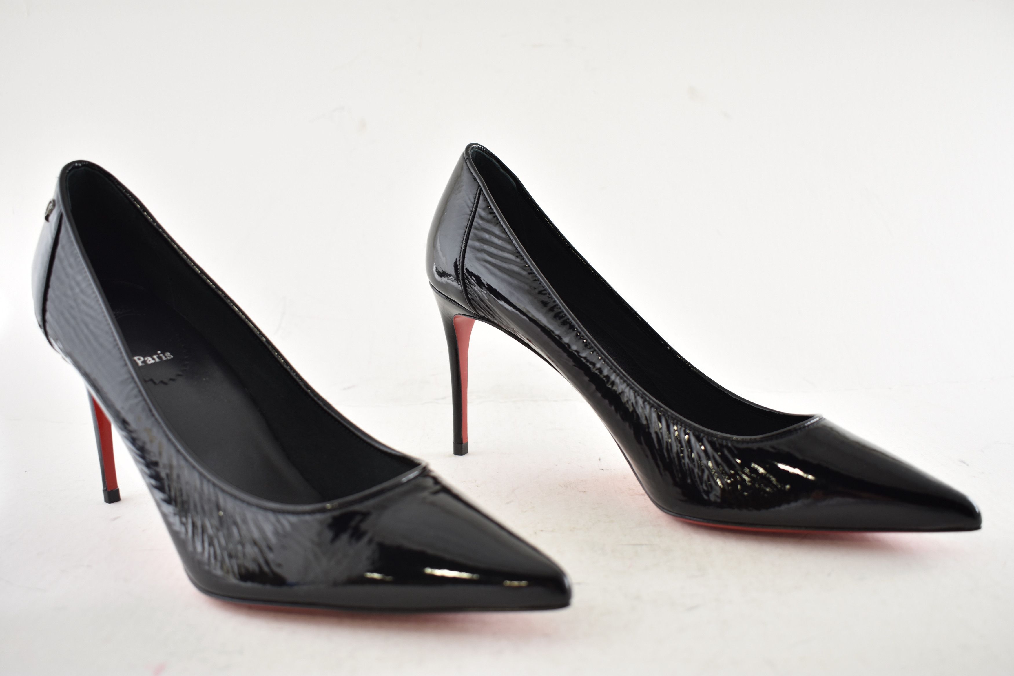 Christian Louboutin Sporty Kate 85 Black Patent Vog Classic Pointed Heel Pump 39 Size US 9 / IT 39 - 4 Thumbnail