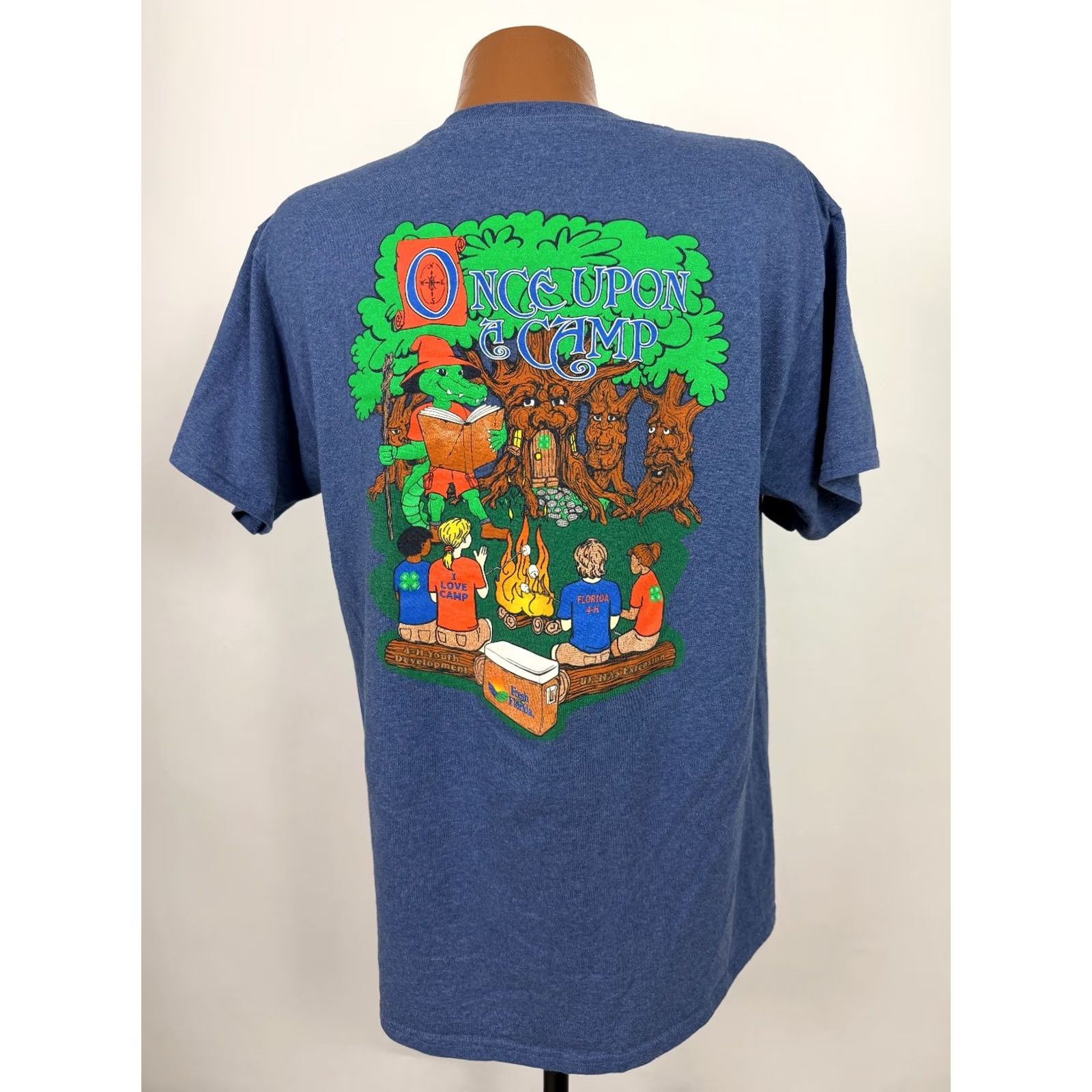 Jerzees VINTAGE Jerzees Florida Camping Shirt T-Shirt Adult L Blue 2000s Y2K Animal Florida Nature Outdoor Camp Fire Marshmallow Mens Size US L / EU 52-54 / 3 - 5 Thumbnail