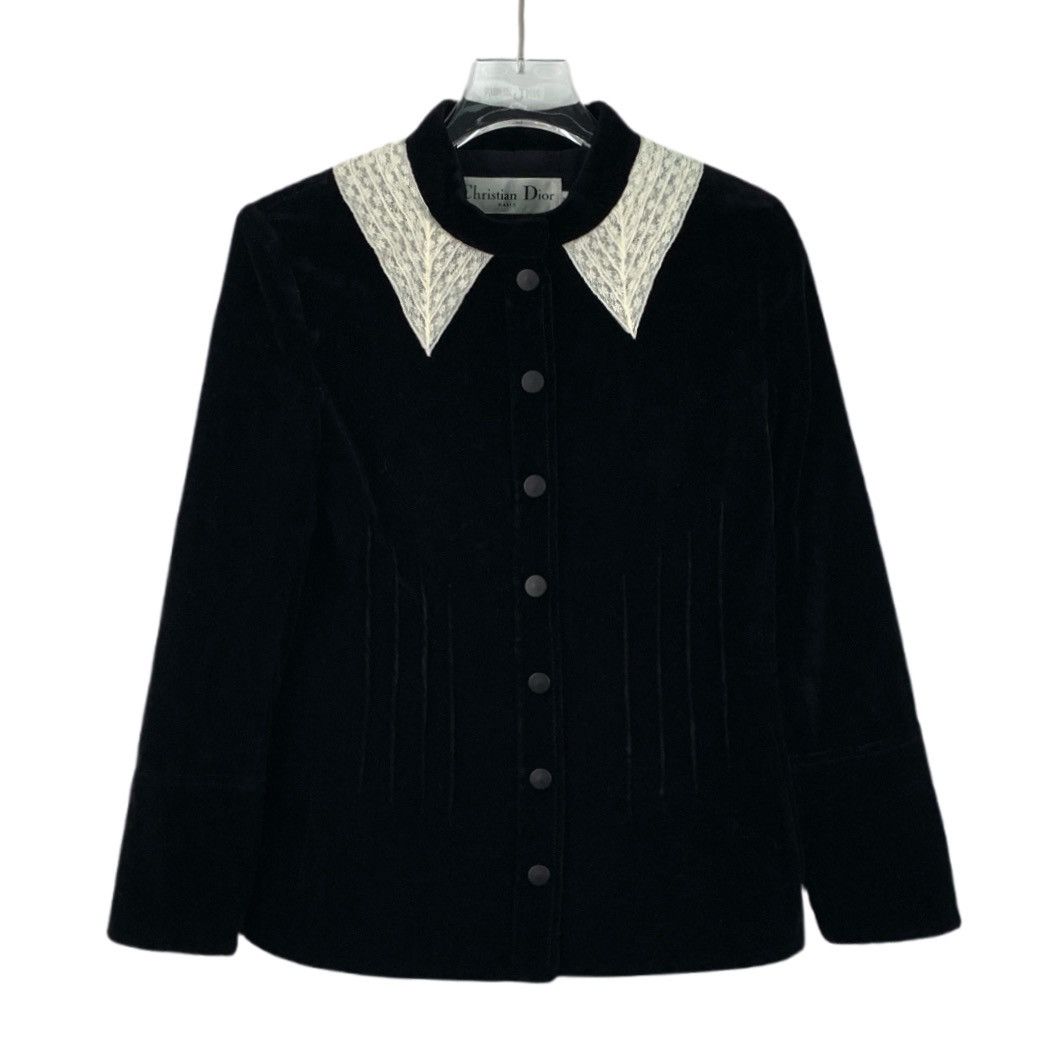 Dior Dior Black Lace Velvet Cotton Single Breasted Jacket Size XS / US 0-2 / IT 36-38 - 1 Thumbnail