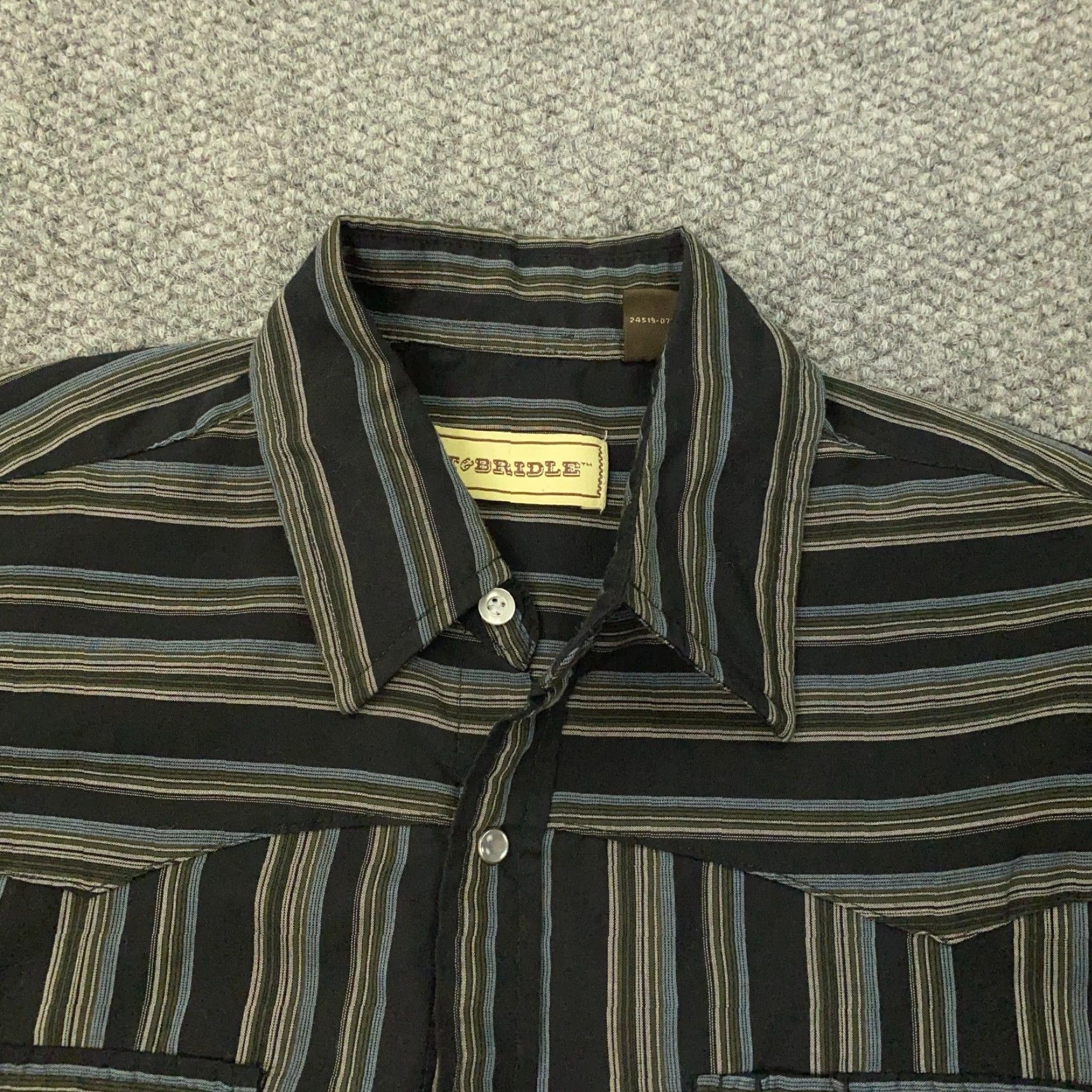 Vintage VINTAGE Bit & Bridle Western Shirt Mens L Black Striped Pearl Snap Cowboy Size US L / EU 52-54 / 3 - 2 Thumbnail