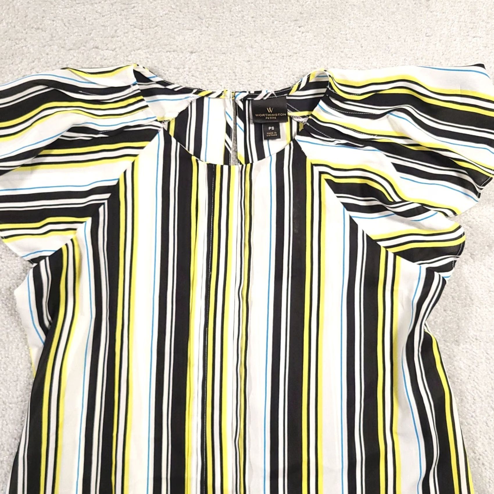 Worthington Worthington Women's PS Petite Blouse Short Sleeved Vertical Stripe Multicolor Shirt Size S / US 4 / IT 40 - 3 Thumbnail