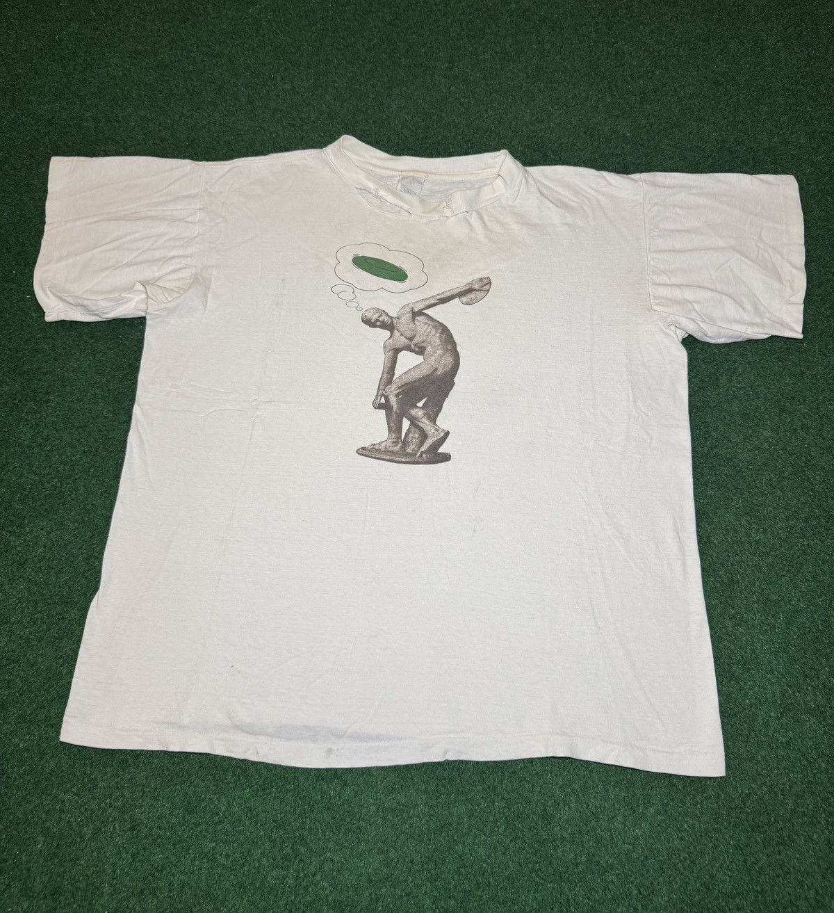 Vintage 90s Discover Card Promo Discus Obscure RARE Frisbee T Shirt Size US L / EU 52-54 / 3 - 1 Thumbnail
