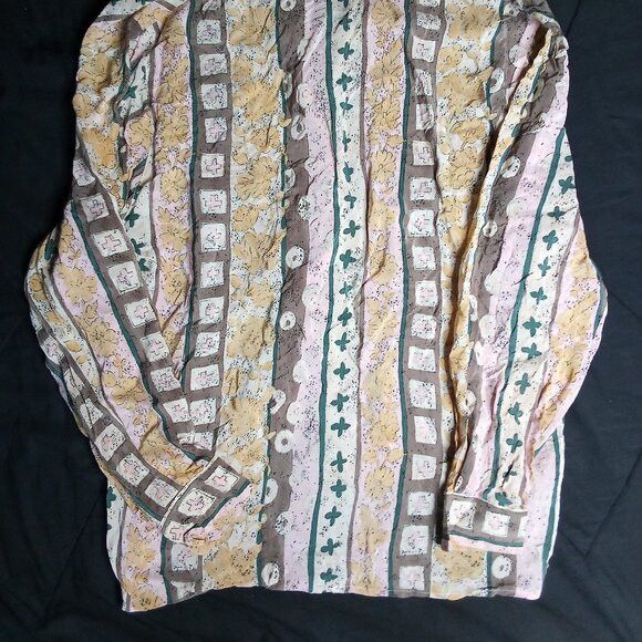 Other Vintage Nora Noh Geometric Stripes Pattern Silk Button Shirt Size L / US 10 / IT 46 - 4 Thumbnail