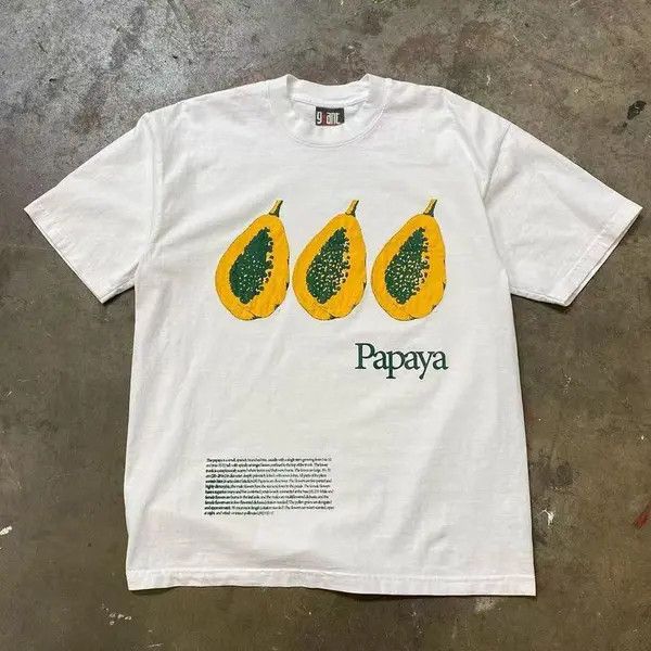 Japanese Brand VIBE Washed vintage papaya print cotton t-shirt Size US M / EU 48-50 / 2 - 3 Thumbnail