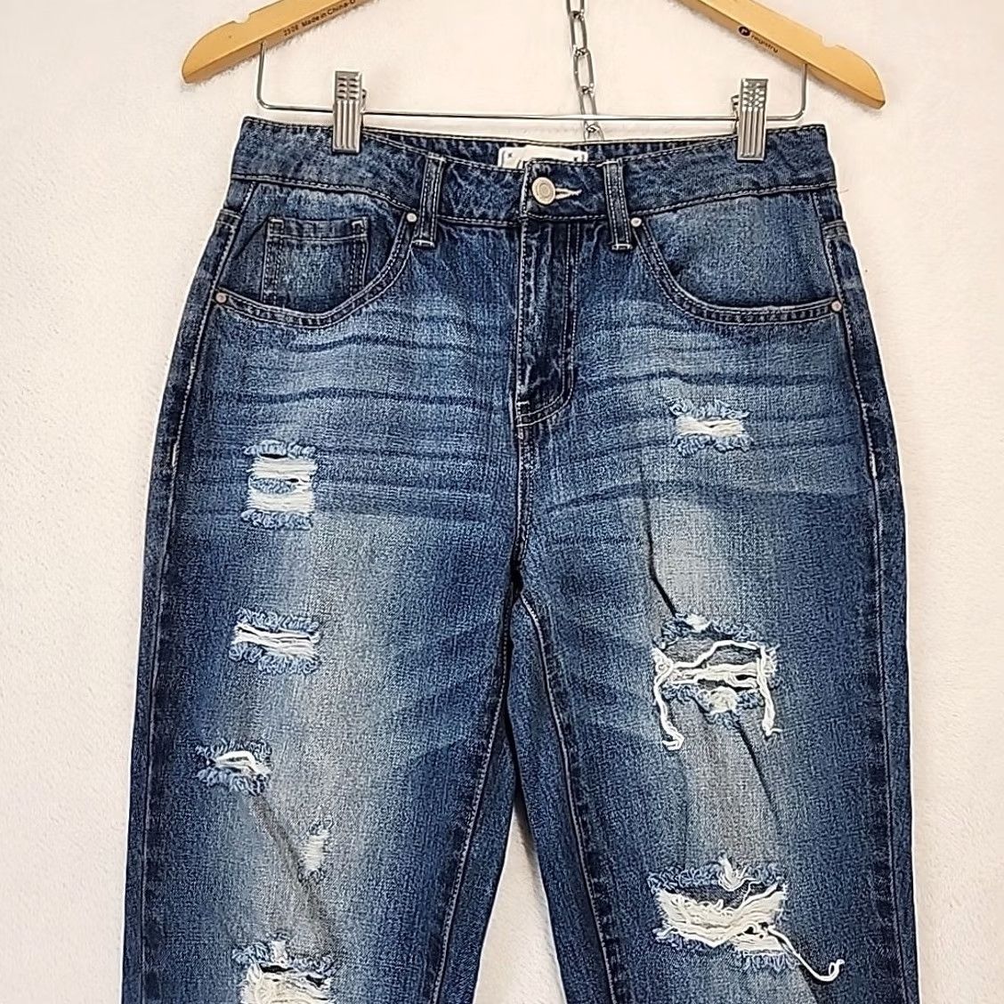Vintage Tricot Women's Jeans Size SMALL Regular Fit Tapered Denim Blue Distressed W30 Regular Women Jeans Blue Distressed 5-Pocket Modern Classic Vintage: No Size 28" / US 6 / IT 42 - 2 Thumbnail