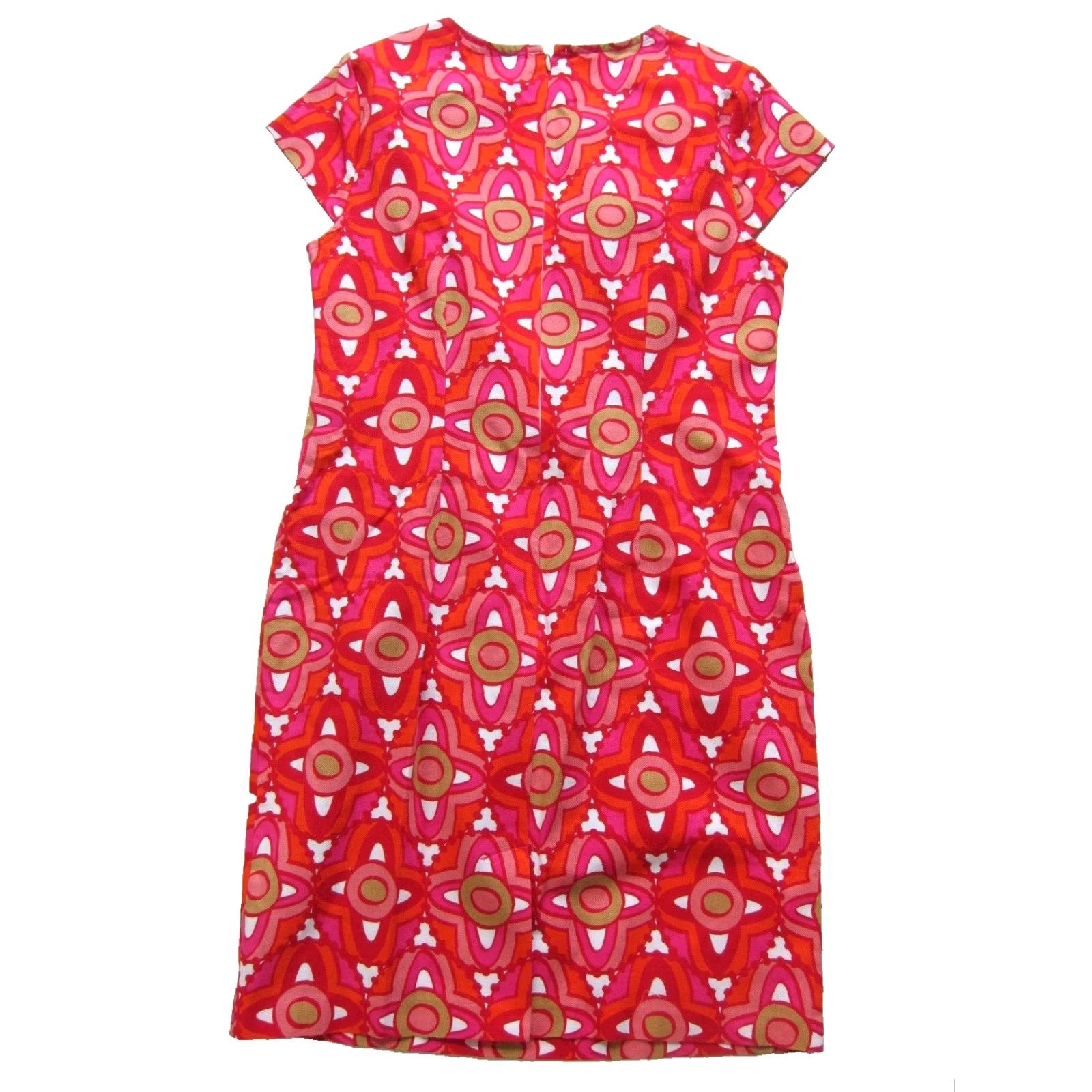 Vintage Mudpie Pink White Gold Geometric 100% Cotton Cap Sleeve Tunic Shift Dress M 8-10 Size M / US 6-8 / IT 42-44 - 2 Thumbnail